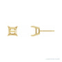 Sapphire Row Square 4-Prong Claw Stud Earrings setting in 14K Yellow Gold, shown with a center stone (sold separately)
