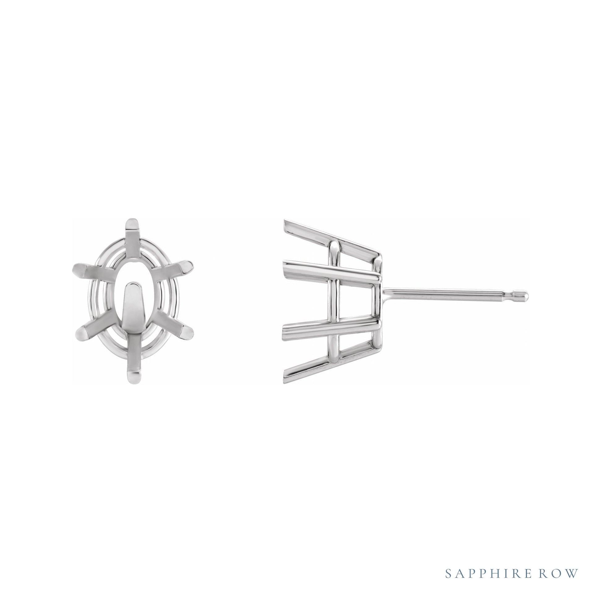 Sapphire Row Oval 6-Prong Stud Earrings setting in Platinum, shown with a center stone (sold separately)