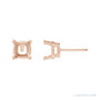Sapphire Row Cushion 4-Prong Pre-Notched Earrings setting in 14K Rose Gold, shown with a center stone (sold separately)