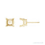 Sapphire Row Cushion 4-Prong Pre-Notched Earrings setting in 14K Yellow Gold, shown with a center stone (sold separately)