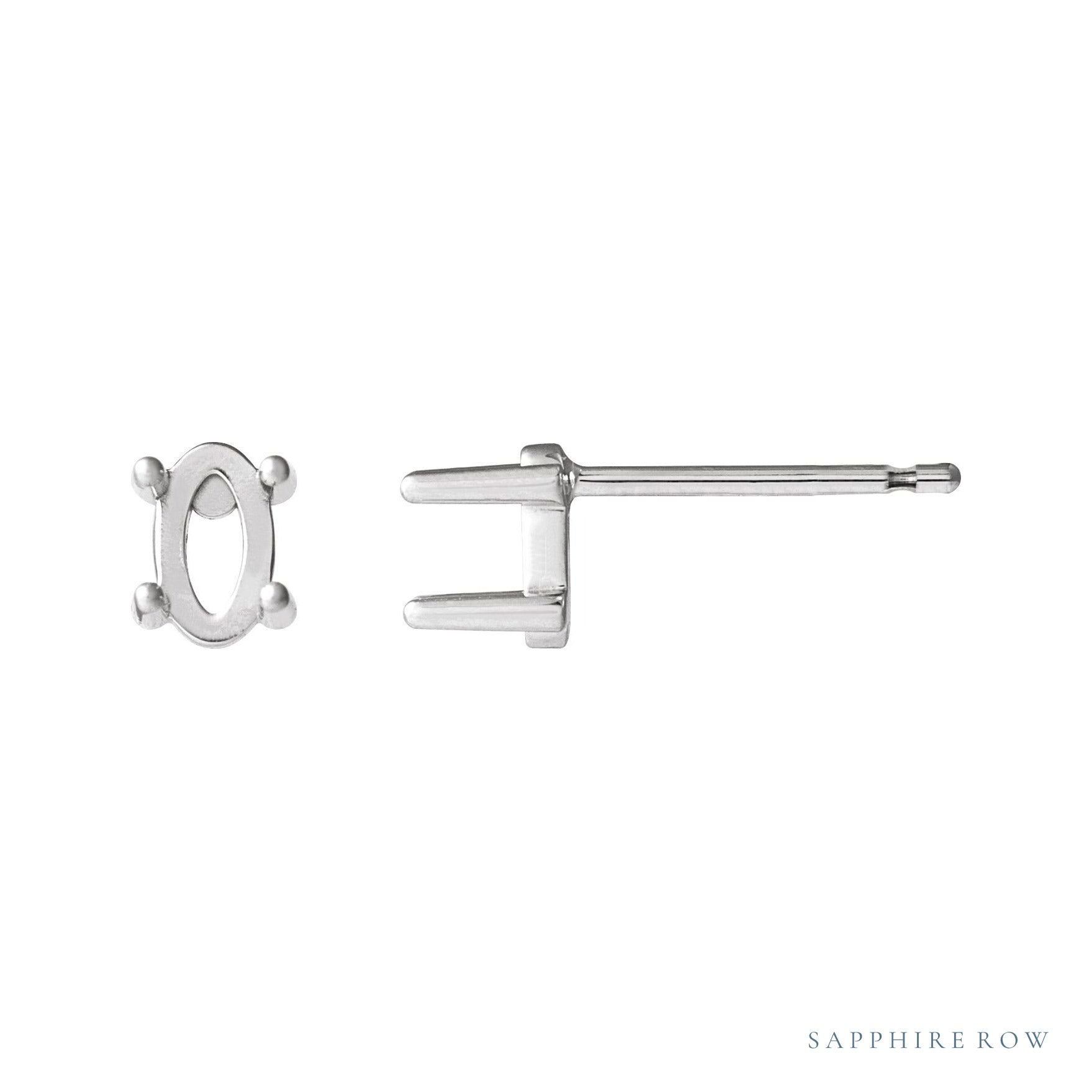 Sapphire Row Oval 4-Prong Cabochon Earrings setting in 14K White Gold, shown with a center stone (sold separately)