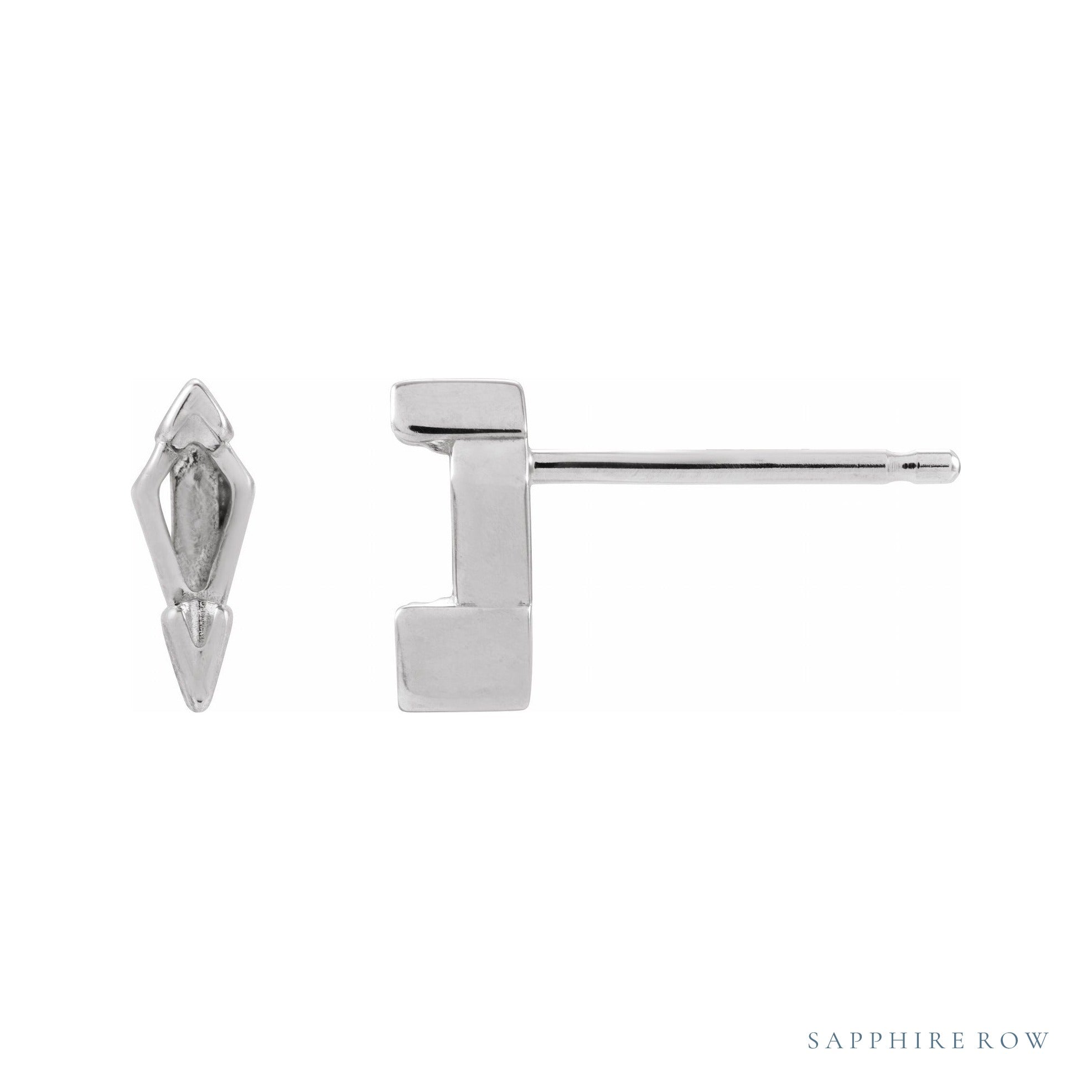 Sapphire Row Shield V-End Earrings setting in 14K White Gold, shown with a center stone (sold separately)