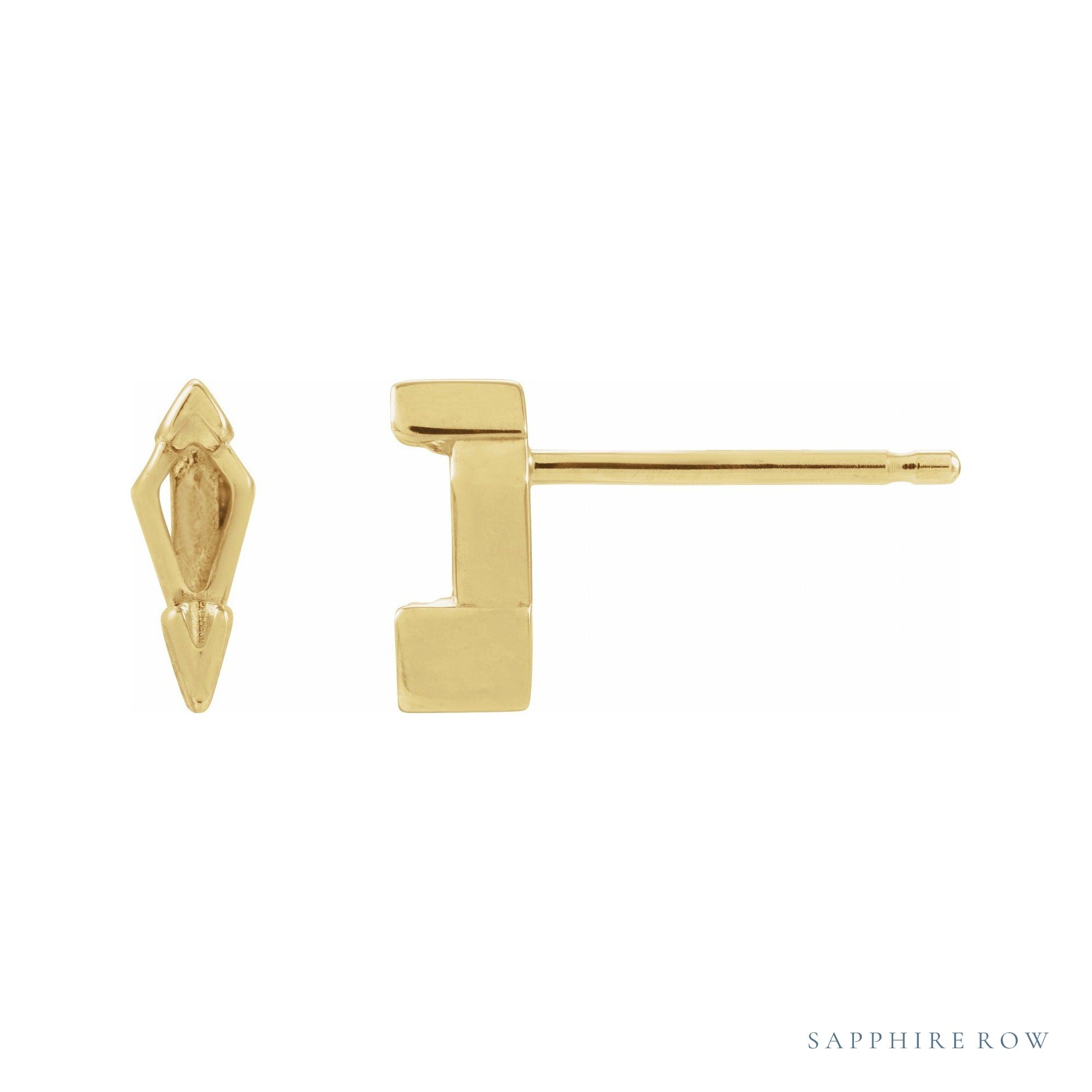 Sapphire Row Shield V-End Earrings setting in 14K Yellow Gold, shown with a center stone (sold separately)
