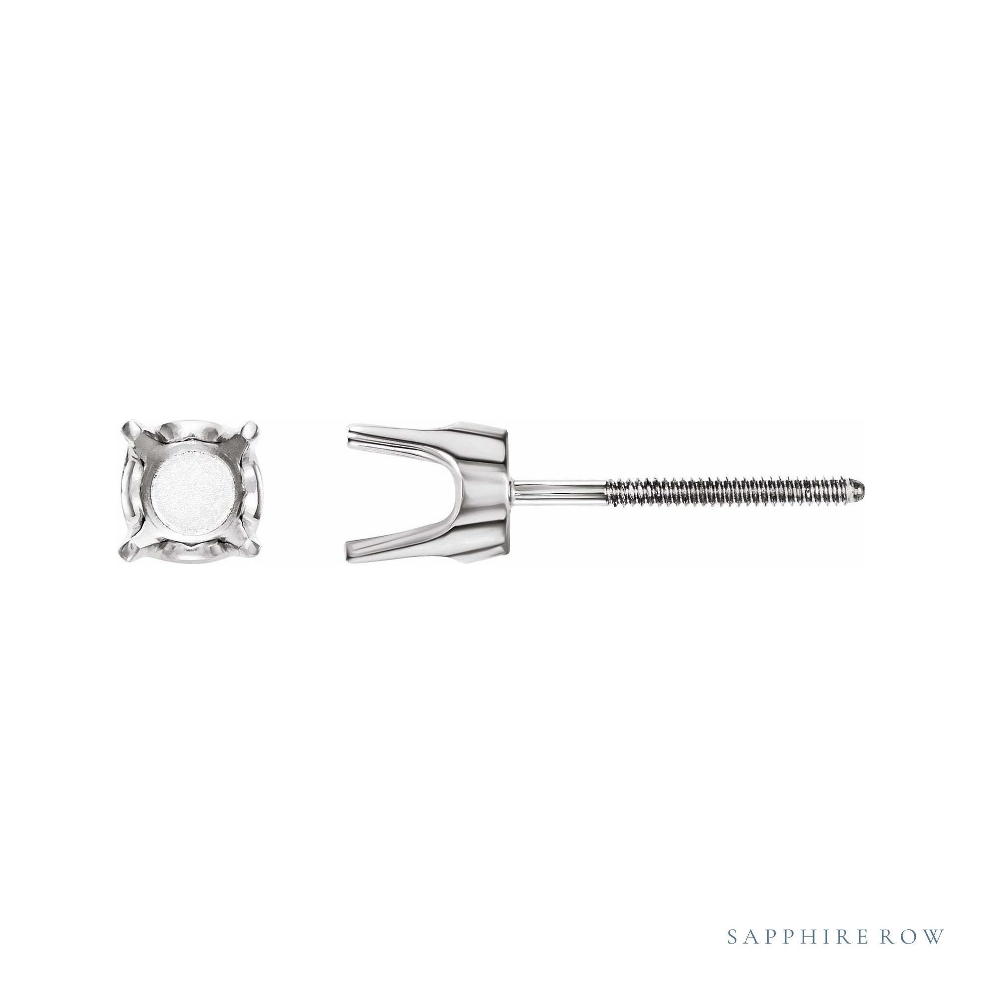 Sapphire Row Round 4-Prong Stud Earrings setting in 14K White Gold, shown with a center stone (sold separately)