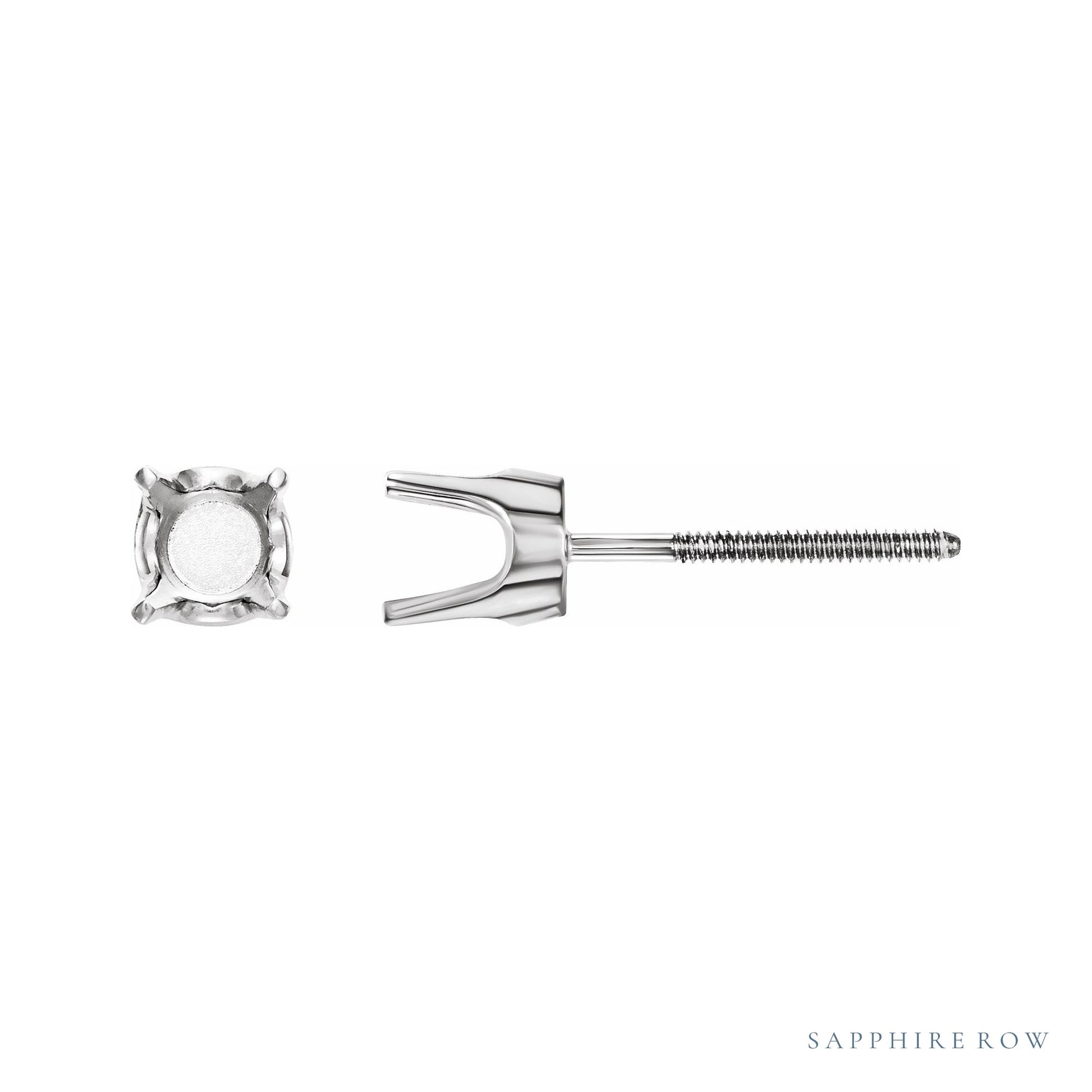 Sapphire Row Round 4-Prong Stud Earrings setting in 14K White Gold, shown with a center stone (sold separately)