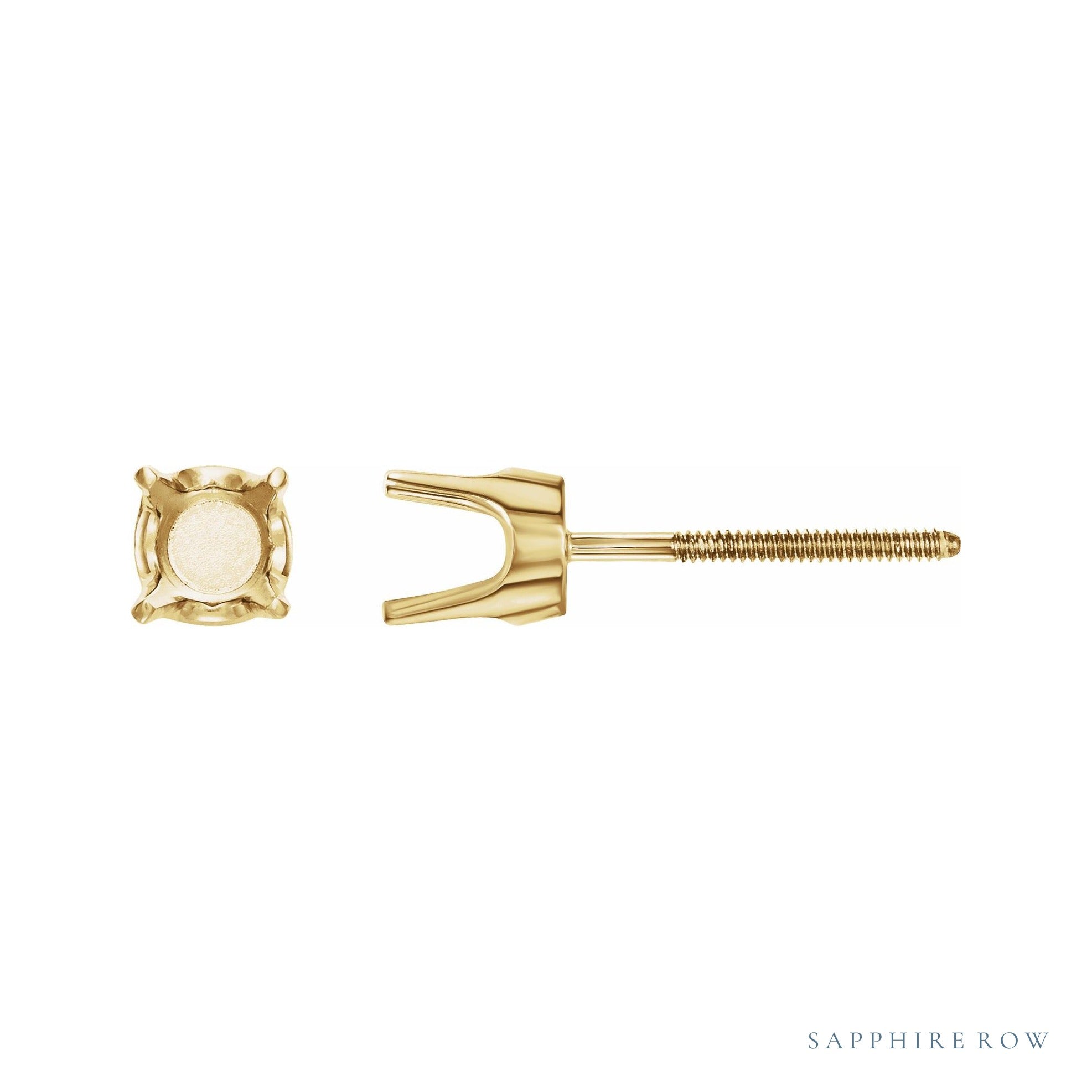 Sapphire Row Round 4-Prong Stud Earrings setting in 14K Yellow Gold, shown with a center stone (sold separately)