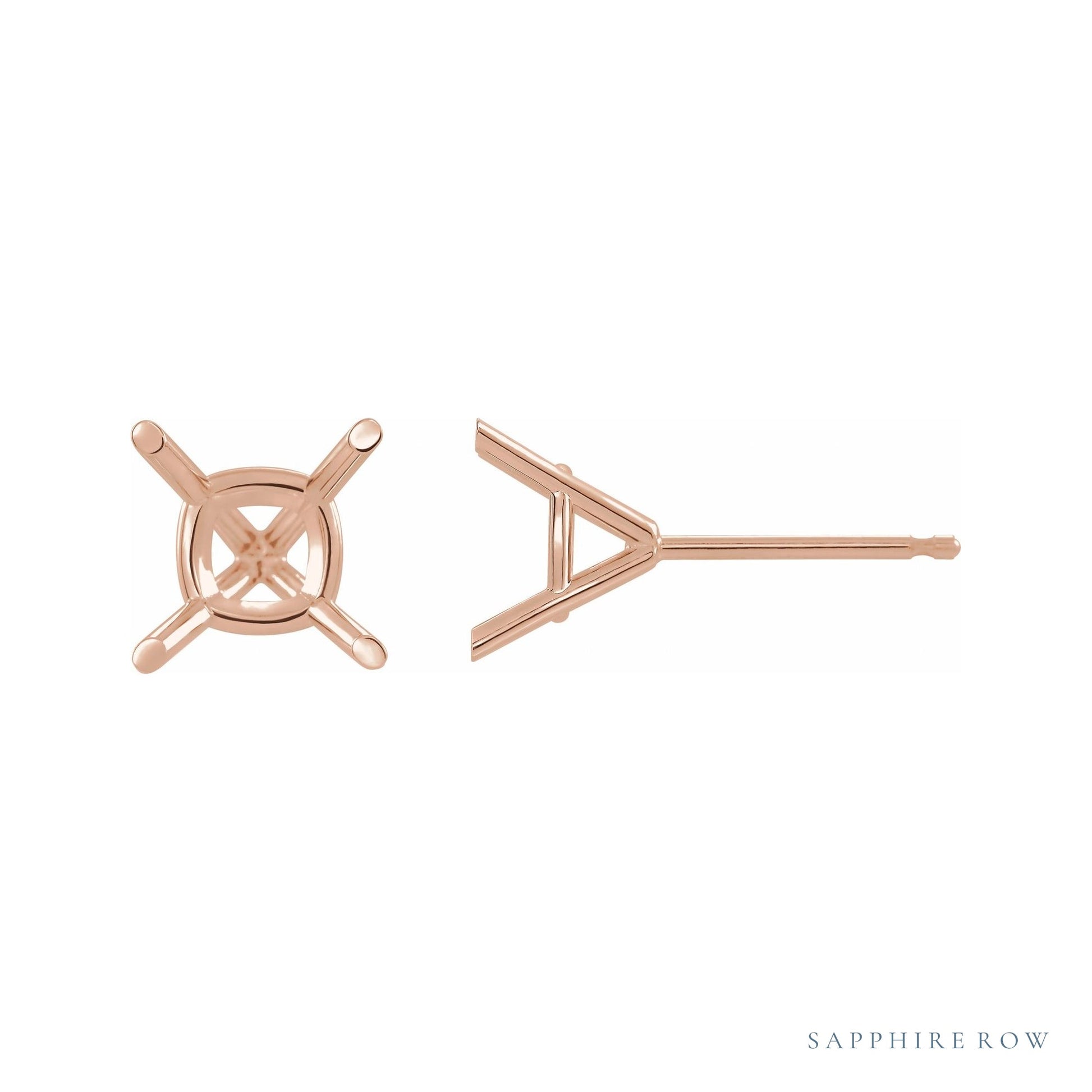 Sapphire Row Cushion 4-Prong Cocktail-Style Earrings setting in 14K Rose Gold, shown with a center stone (sold separately)