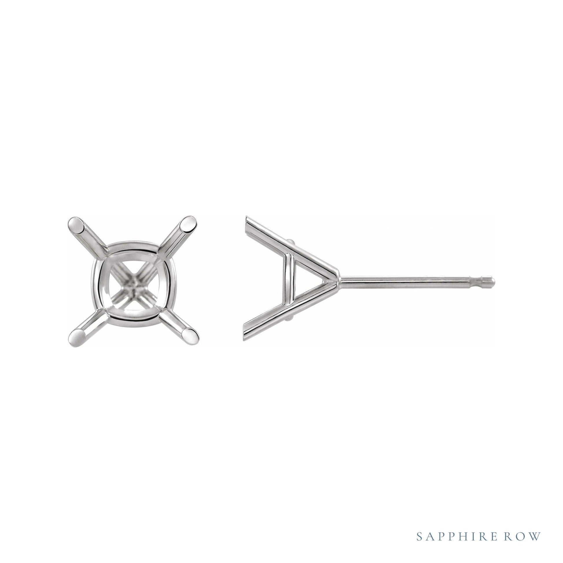 Sapphire Row Cushion 4-Prong Cocktail-Style Earrings setting in 14K White Gold, shown with a center stone (sold separately)