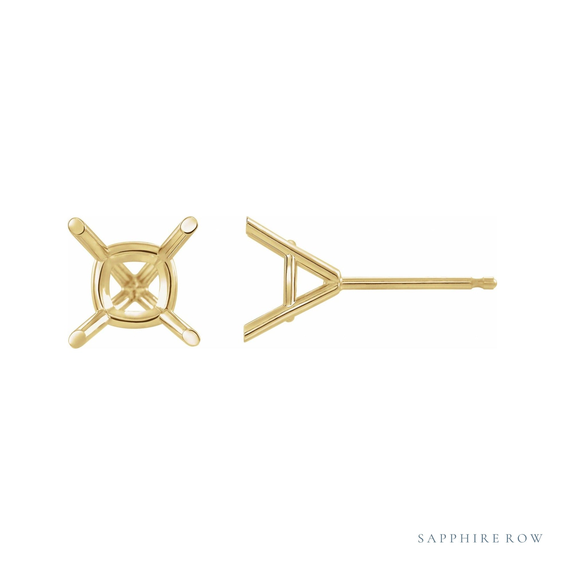 Sapphire Row Cushion 4-Prong Cocktail-Style Earrings setting in 14K Yellow Gold, shown with a center stone (sold separately)
