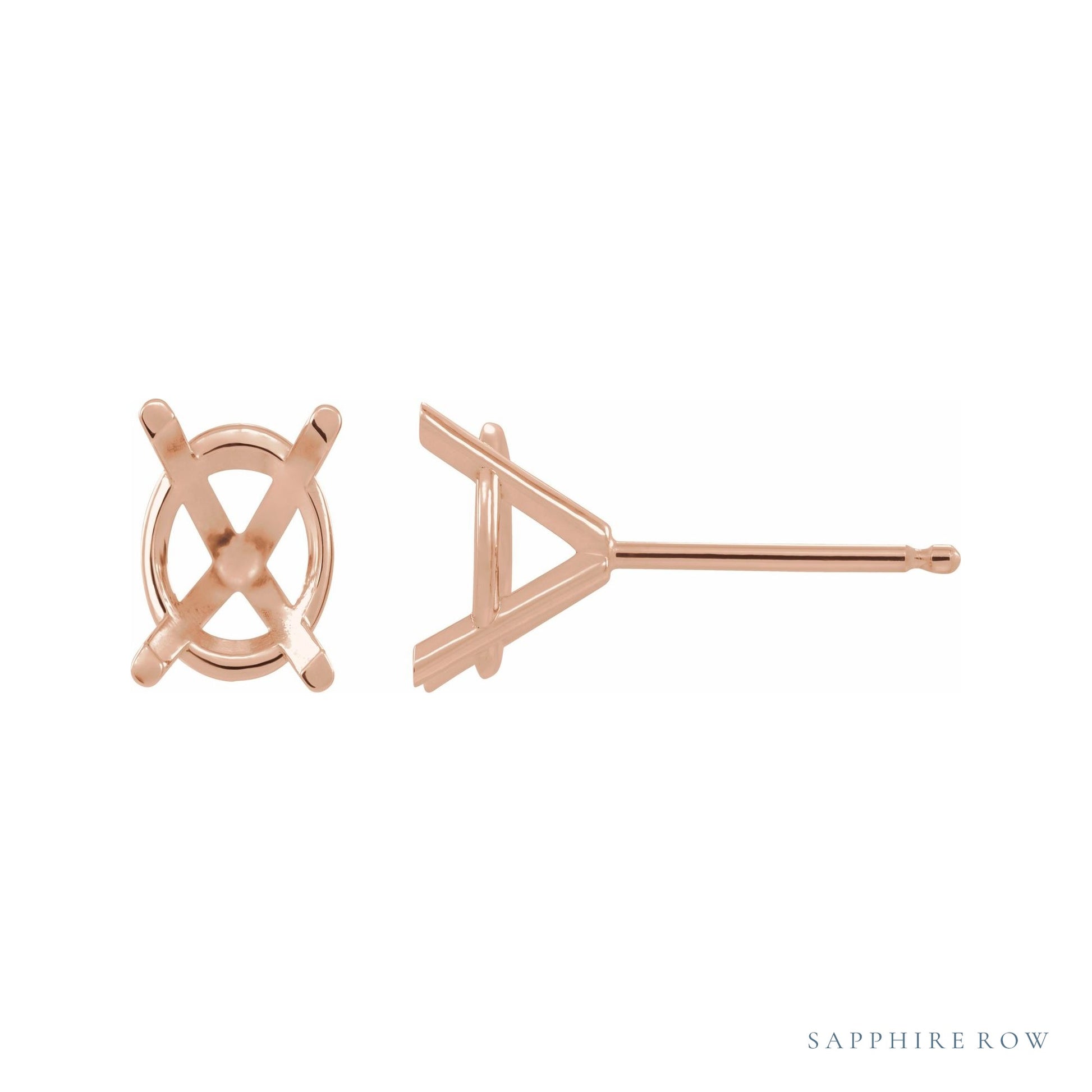 Sapphire Row Oval 4-Prong Cocktail-Style Earrings setting in 14K Rose Gold, shown with a center stone (sold separately)