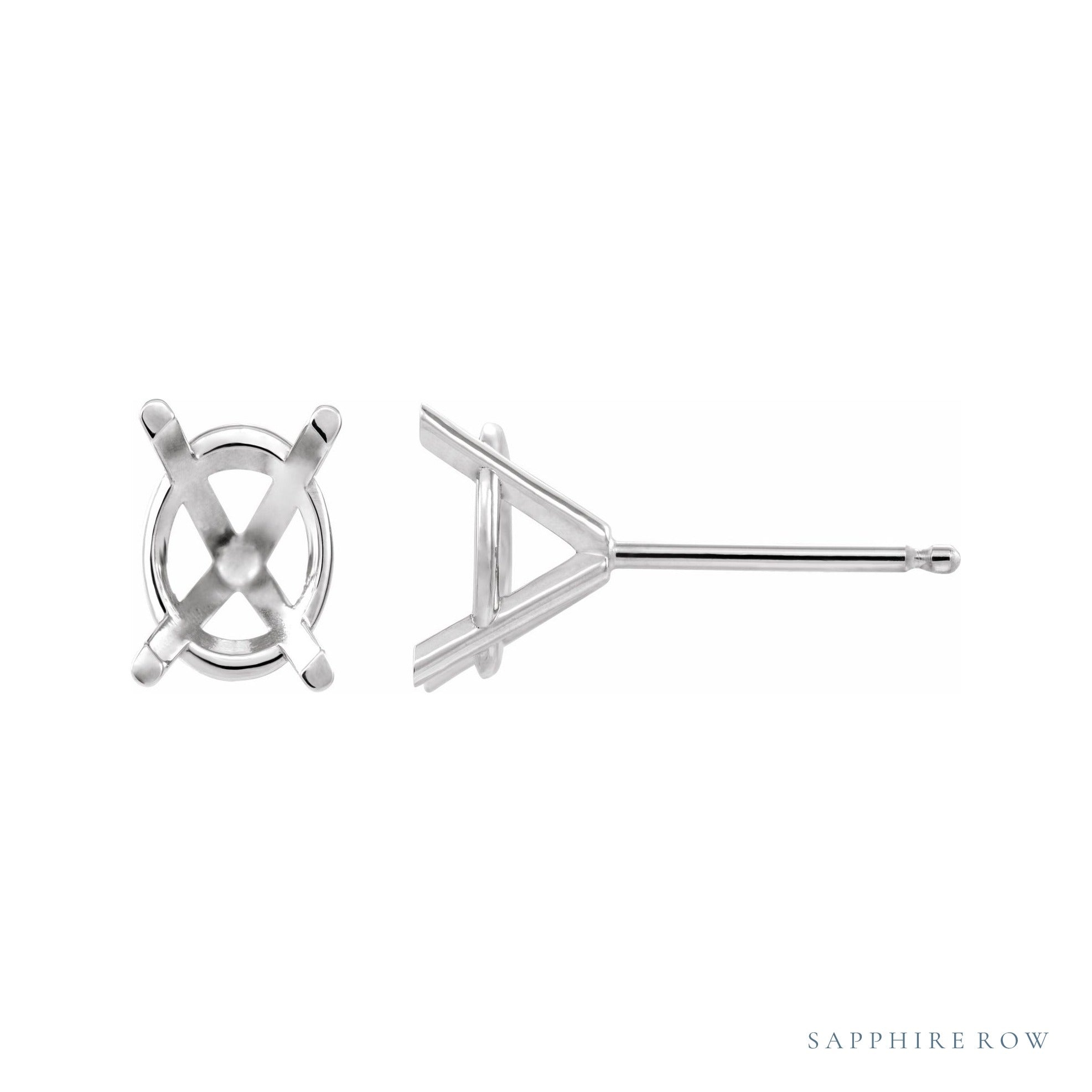 Sapphire Row Oval 4-Prong Cocktail-Style Earrings setting in 14K White Gold, shown with a center stone (sold separately)
