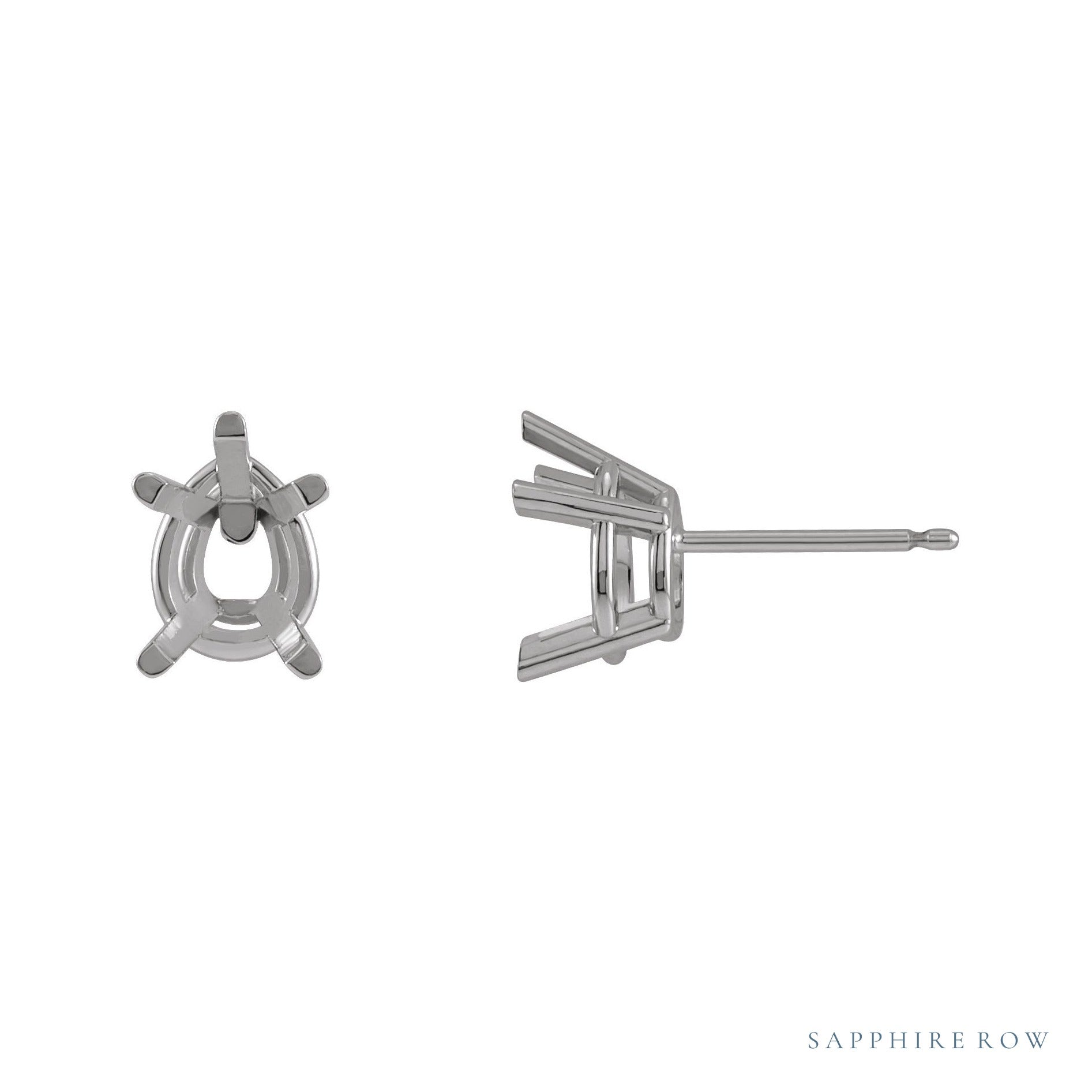 Sapphire Row Pear 5-Prong Stud Earrings setting in 14K White Gold, shown with a center stone (sold separately)
