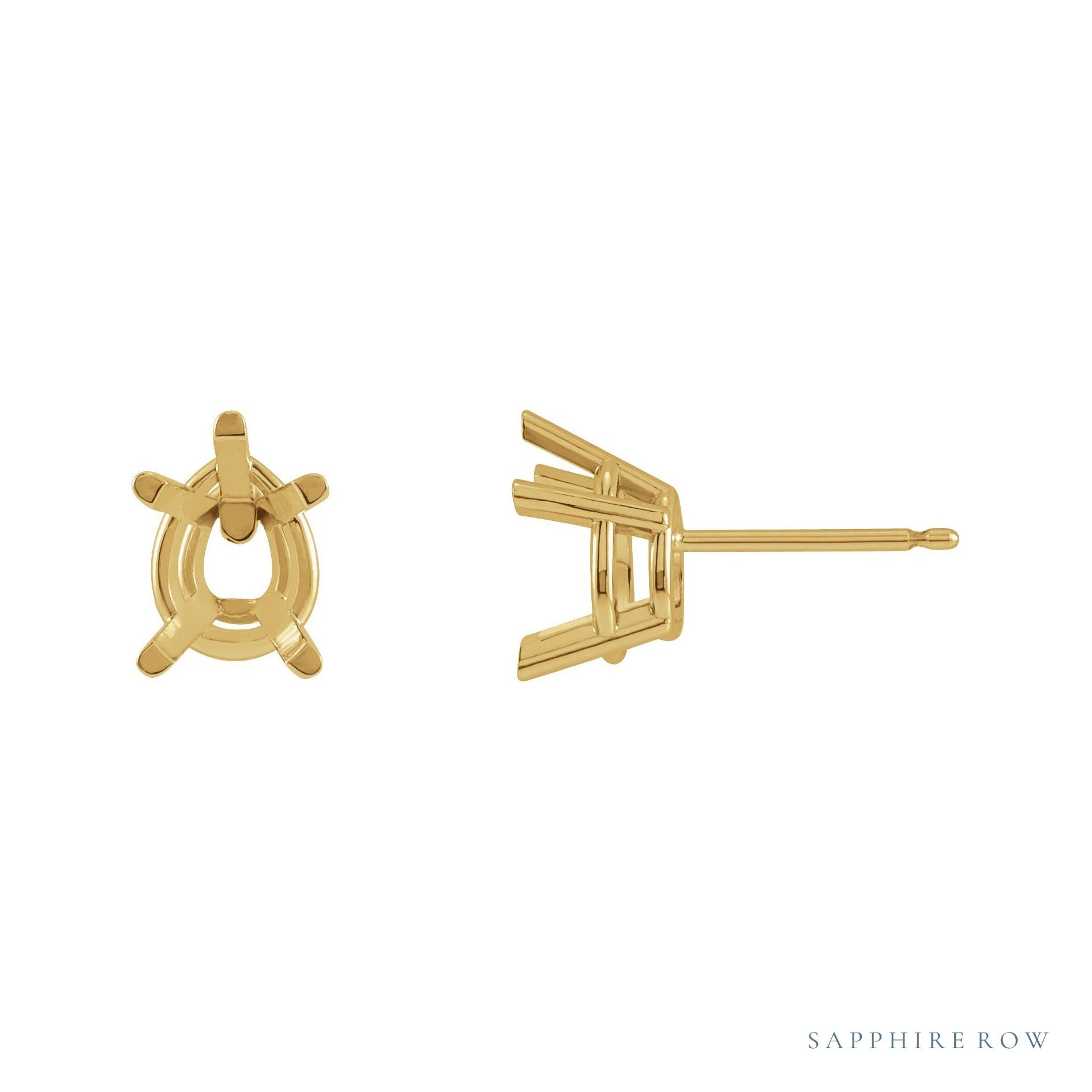 Sapphire Row Pear 5-Prong Stud Earrings setting in 14K Yellow Gold, shown with a center stone (sold separately)
