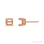 Sapphire Row Cushion 4-Prong Claw-Prong Stud Earrings setting in 14K Rose Gold, shown with a center stone (sold separately)