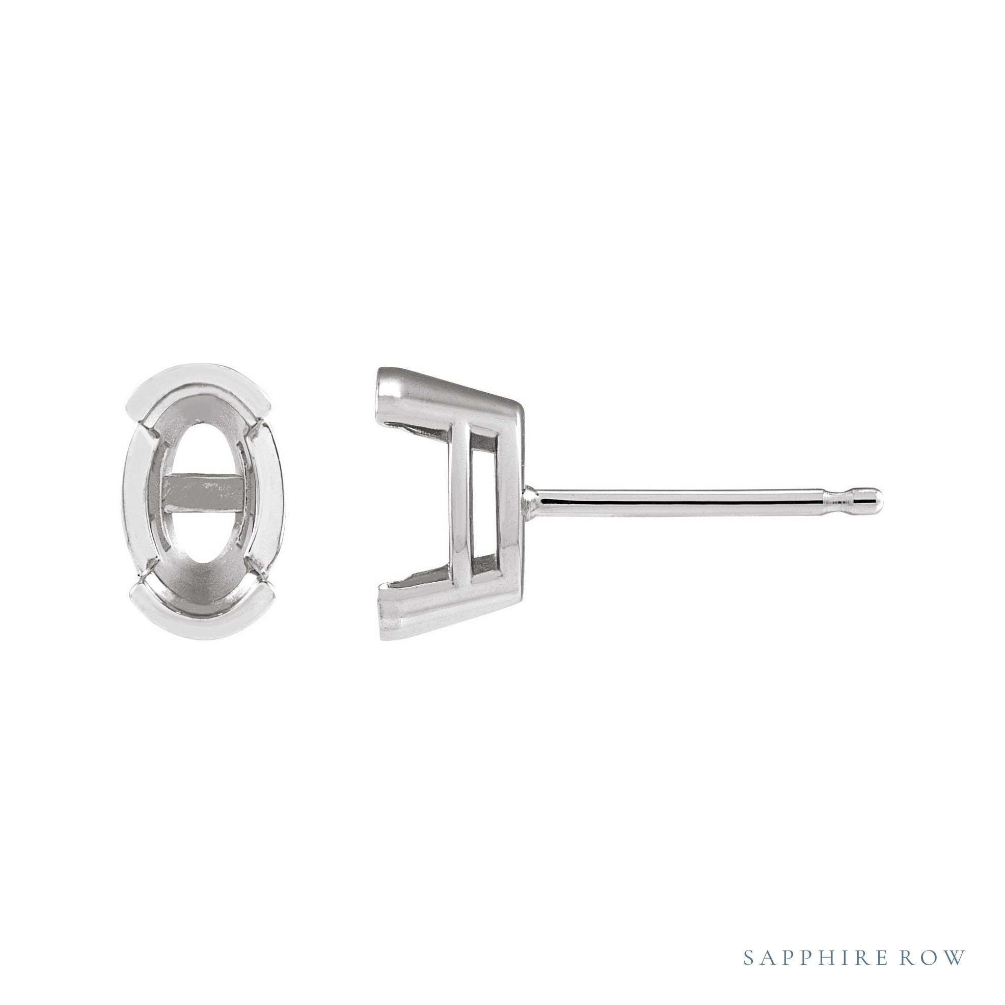 Sapphire Row Half-Bezel Solitaire Stud Earrings setting in 14K White Gold, shown with a center stone (sold separately)