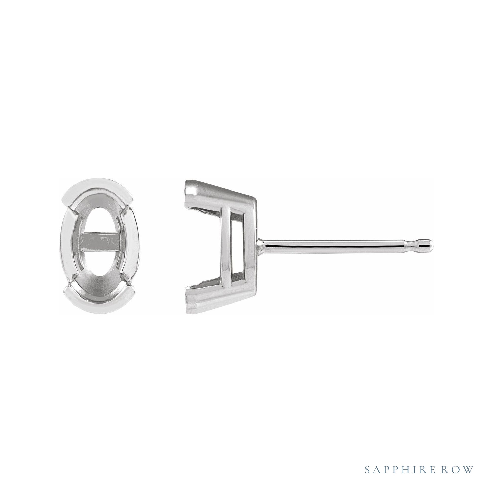 Sapphire Row Half-Bezel Solitaire Stud Earrings setting in Platinum, shown with a center stone (sold separately)