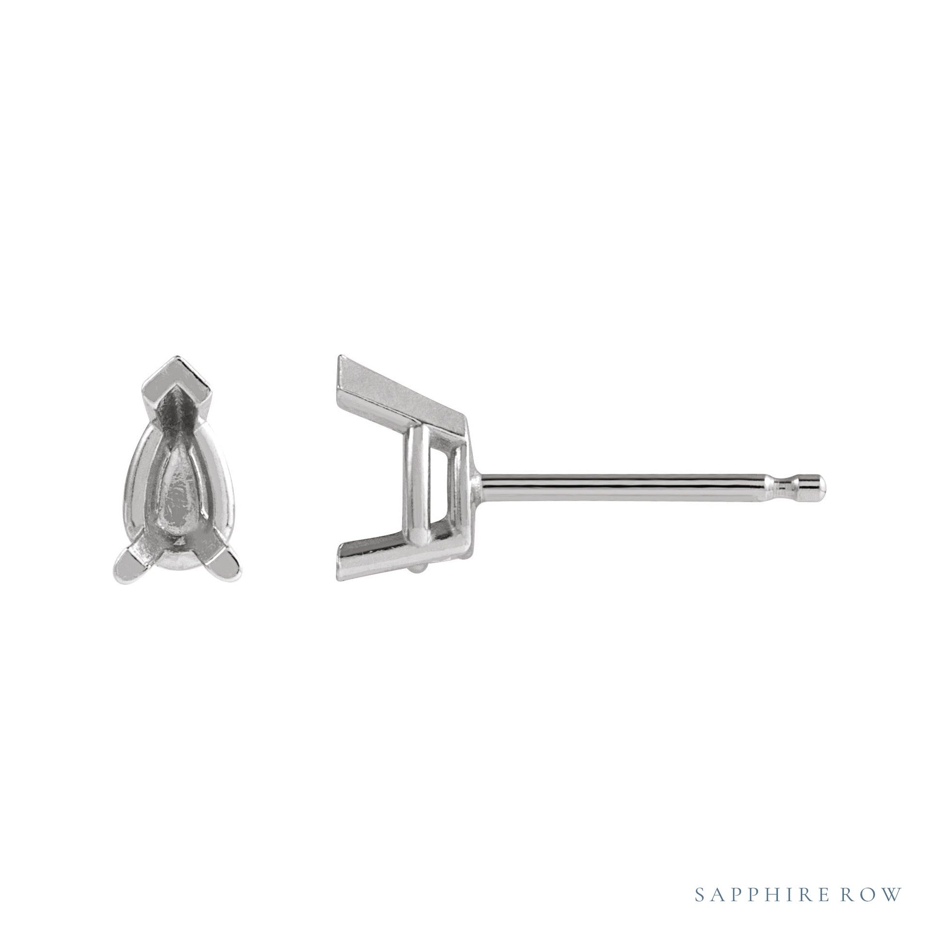 Sapphire Row Pear 3-Prong V-End Stud Earrings setting in Platinum, shown with a center stone (sold separately)