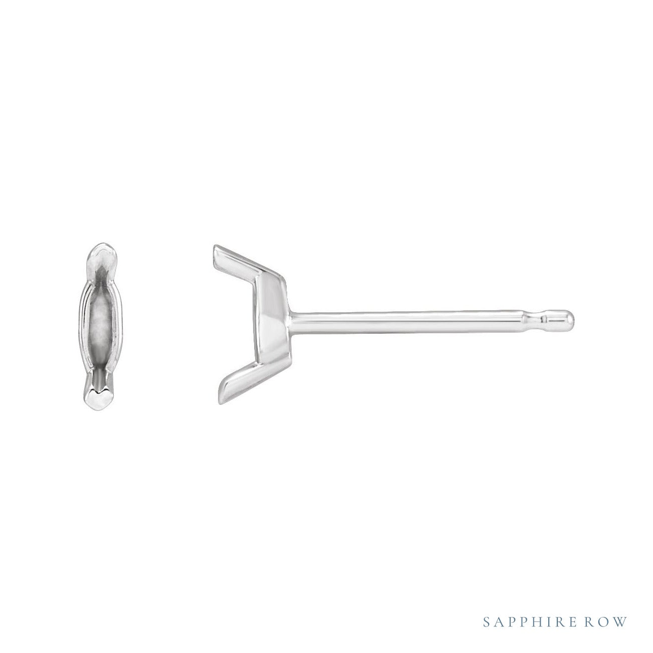 Sapphire Row Solitaire V-Prong Stud Earrings setting in 14K White Gold, shown with a center stone (sold separately)