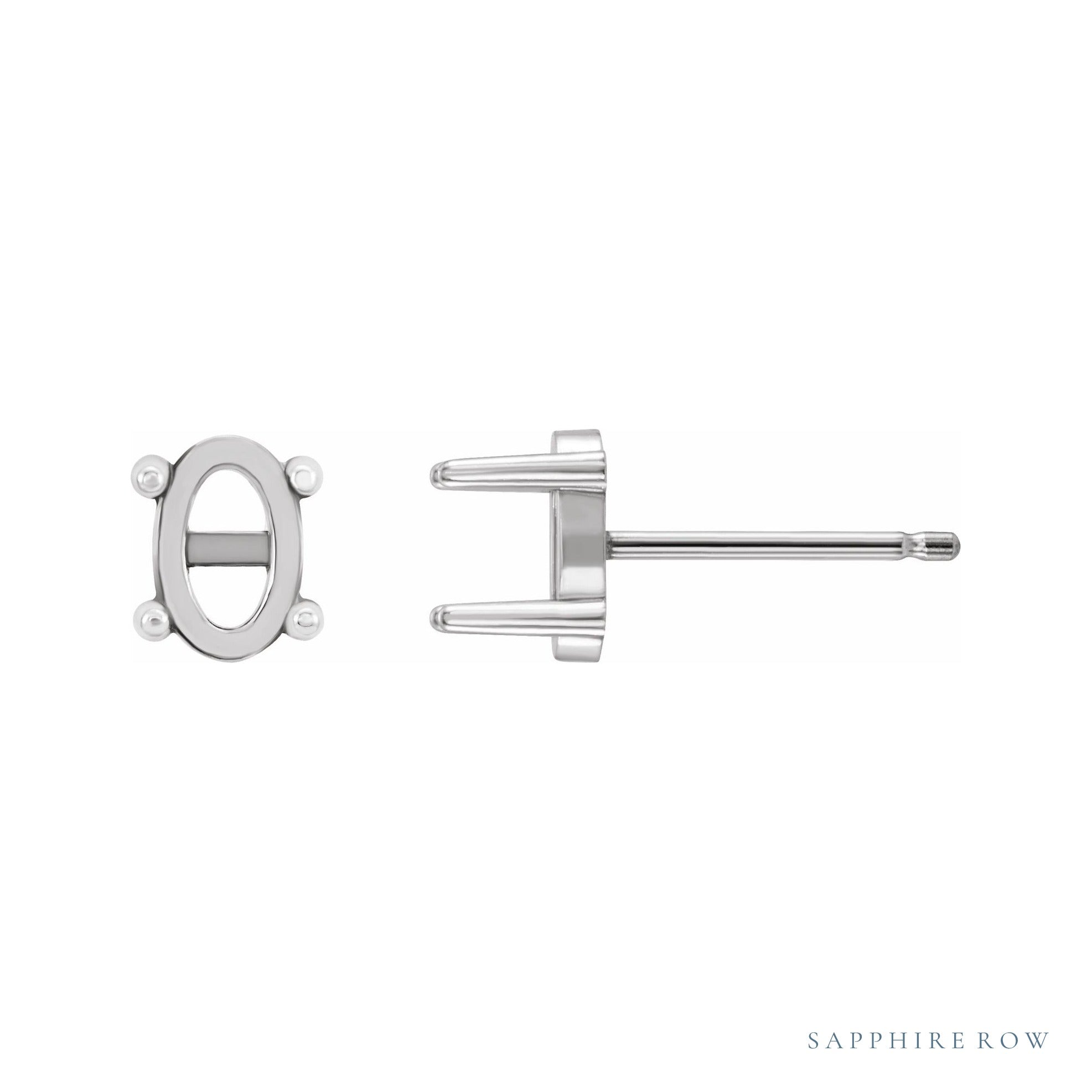 Sapphire Row Oval 4-Prong Cabochon Earrings setting in 14K White Gold, shown with a center stone (sold separately)