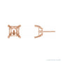 Sapphire Row Square 4-Prong Fleur-de-lis Earrings setting in 14K Rose Gold, shown with a center stone (sold separately)