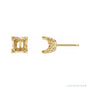 Sapphire Row Square 4-Prong Lace-Style Earrings setting in 14K Yellow Gold, shown with a center stone (sold separately)