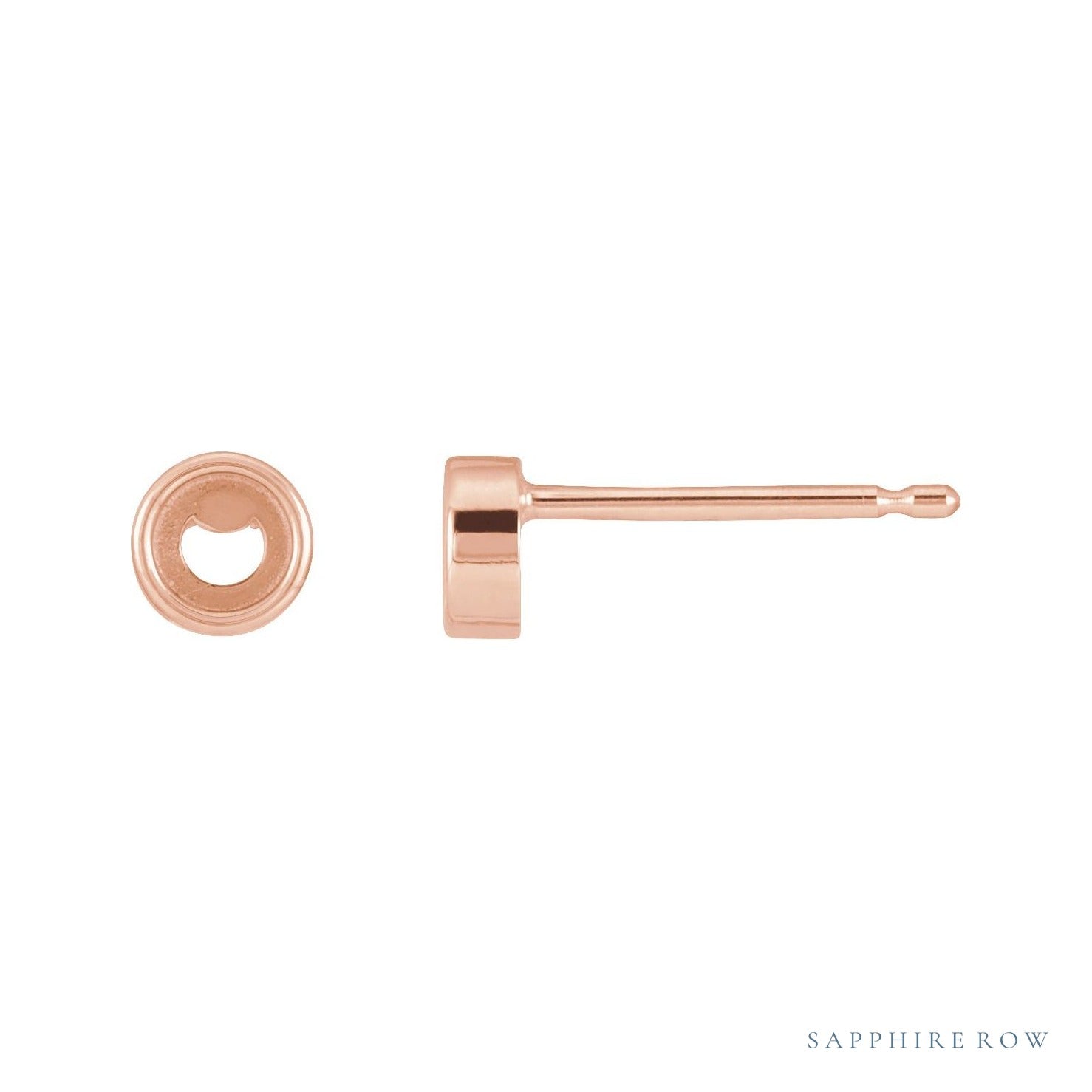 Sapphire Row Round Bezel-Set Rose-Cut Stud Earrings setting in 14K Rose Gold, shown with a center stone (sold separately)