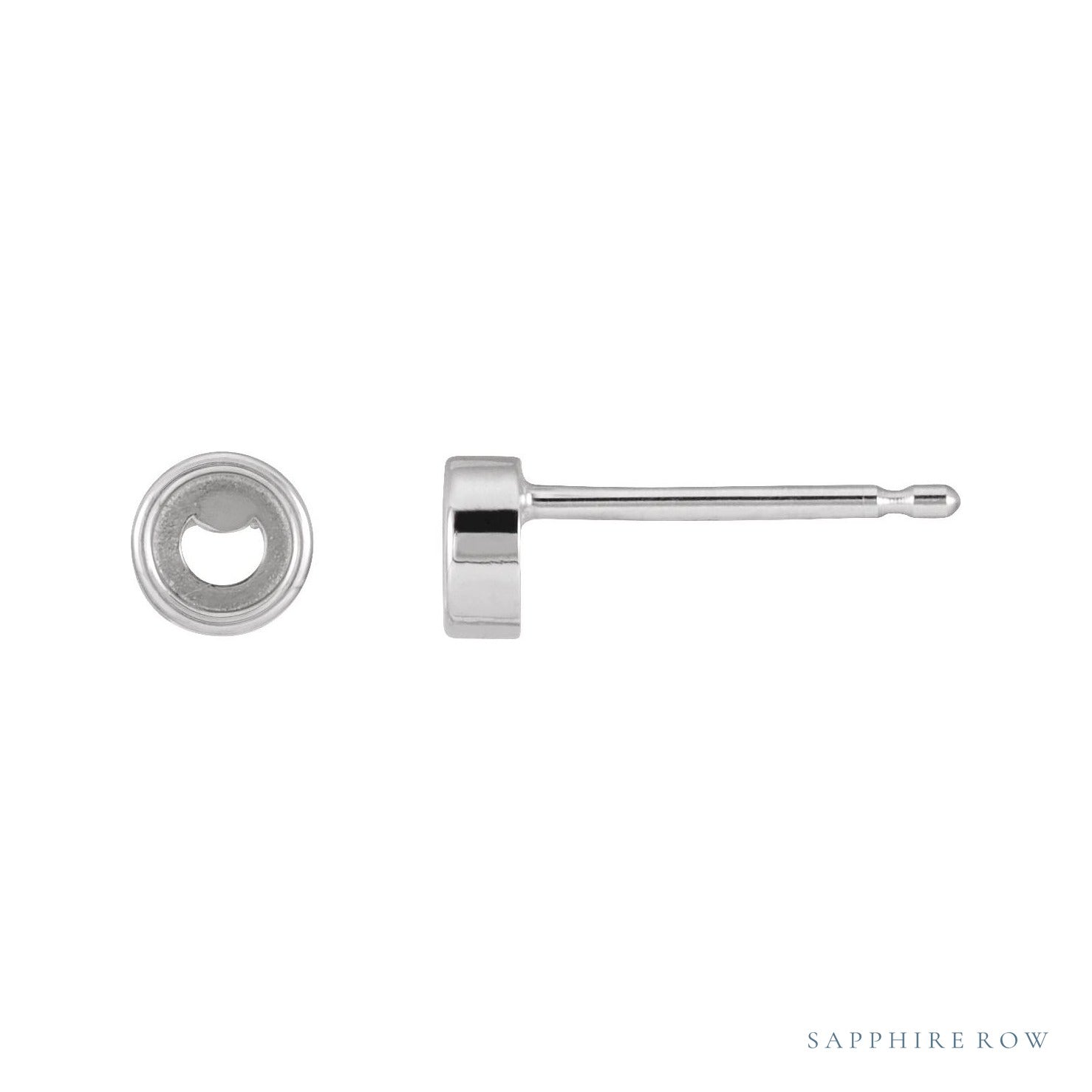 Sapphire Row Round Bezel-Set Rose-Cut Stud Earrings setting in 14K White Gold, shown with a center stone (sold separately)