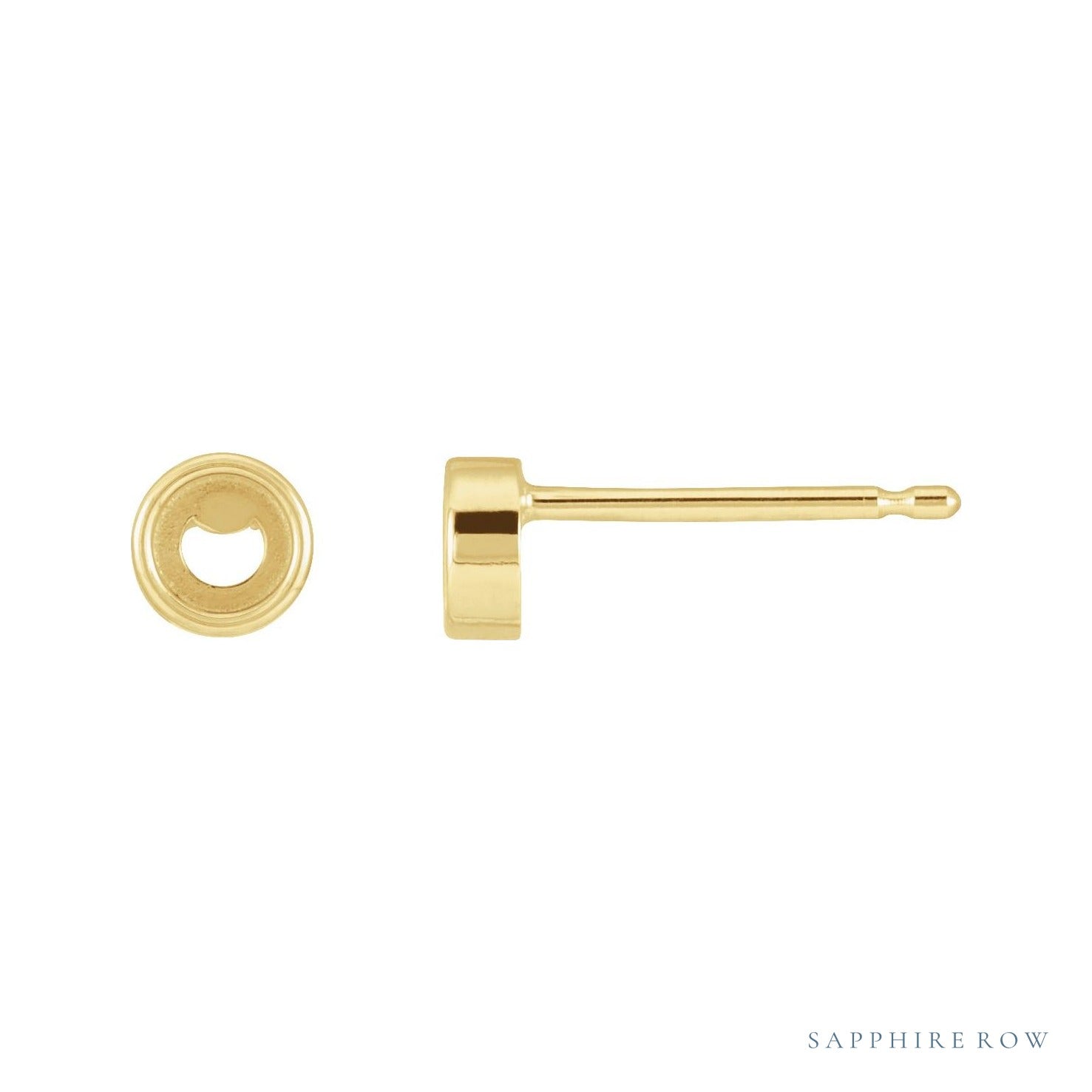 Sapphire Row Round Bezel-Set Rose-Cut Stud Earrings setting in 14K Yellow Gold, shown with a center stone (sold separately)