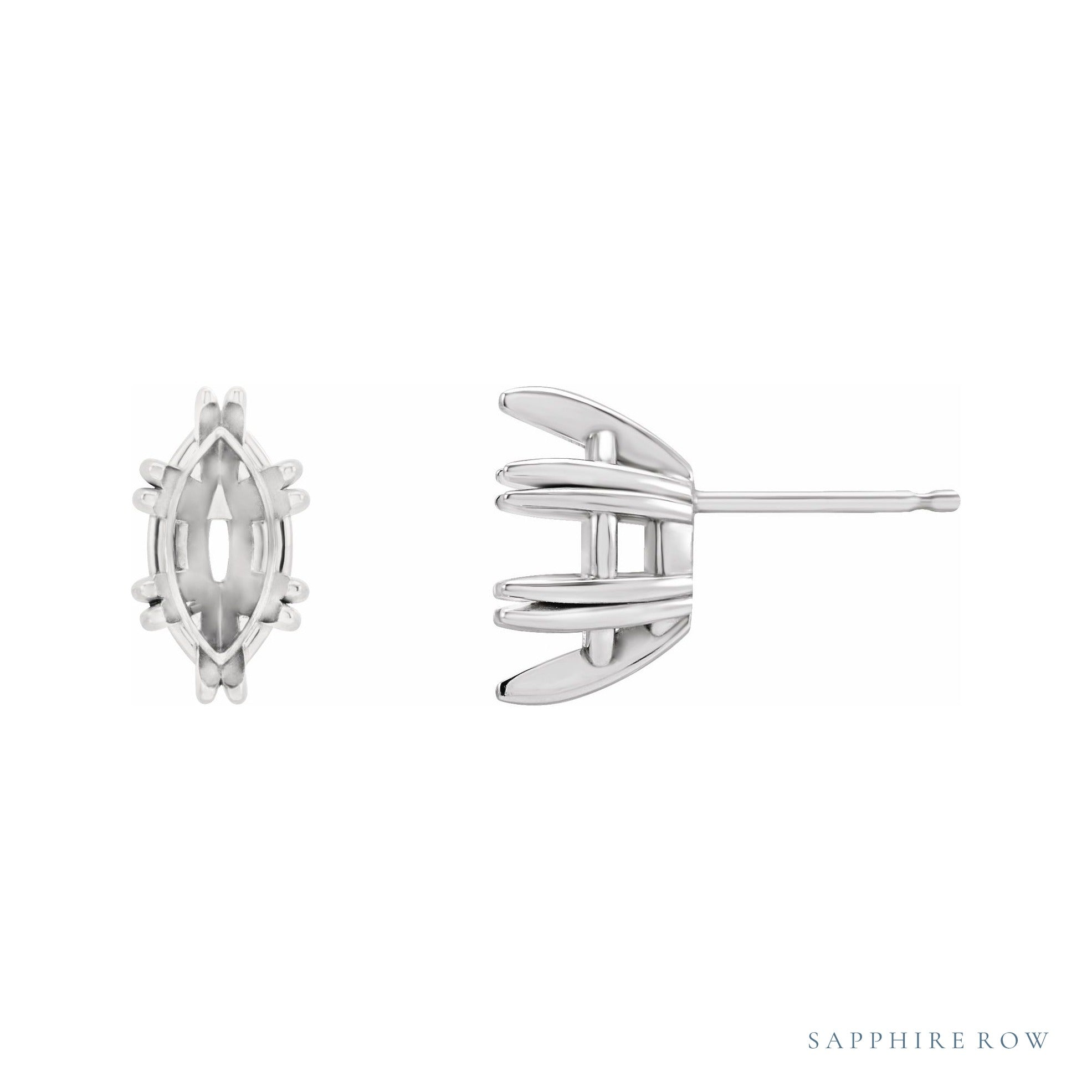 Sapphire Row Marquise Double Claw-Prong Stud Earrings setting in 14K White Gold, shown with a center stone (sold separately)