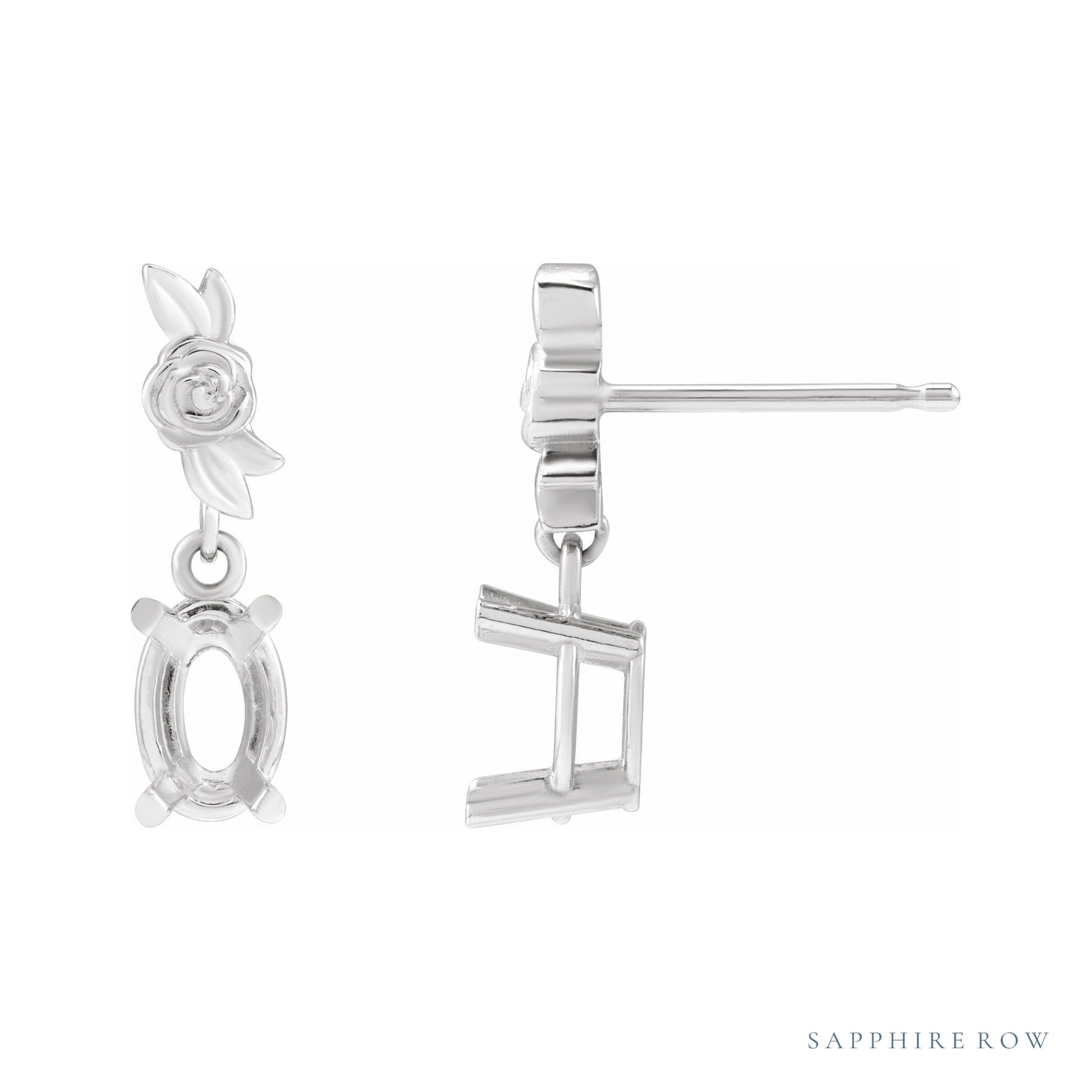 Sapphire Row Floral Earrings setting in Platinum, shown with a center stone (sold separately)