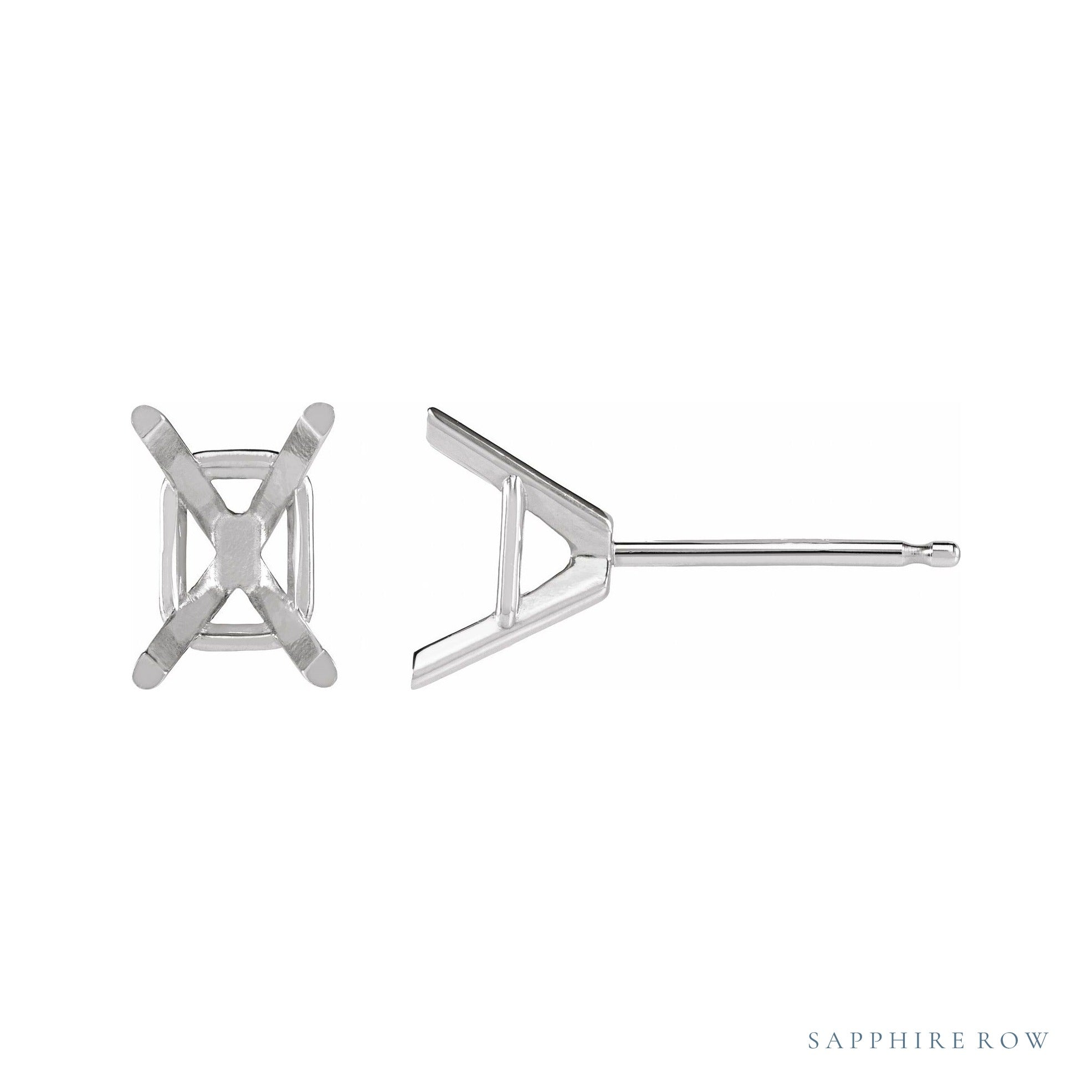 Sapphire Row Emerald 4-Prong Cocktail-Style Stud Earrings setting in 14K White Gold, shown with a center stone (sold separately)