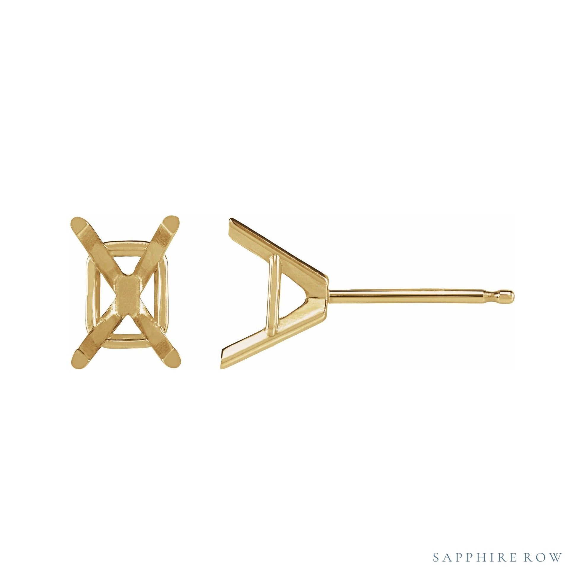 Sapphire Row Emerald 4-Prong Cocktail-Style Stud Earrings setting in 14K Yellow Gold, shown with a center stone (sold separately)