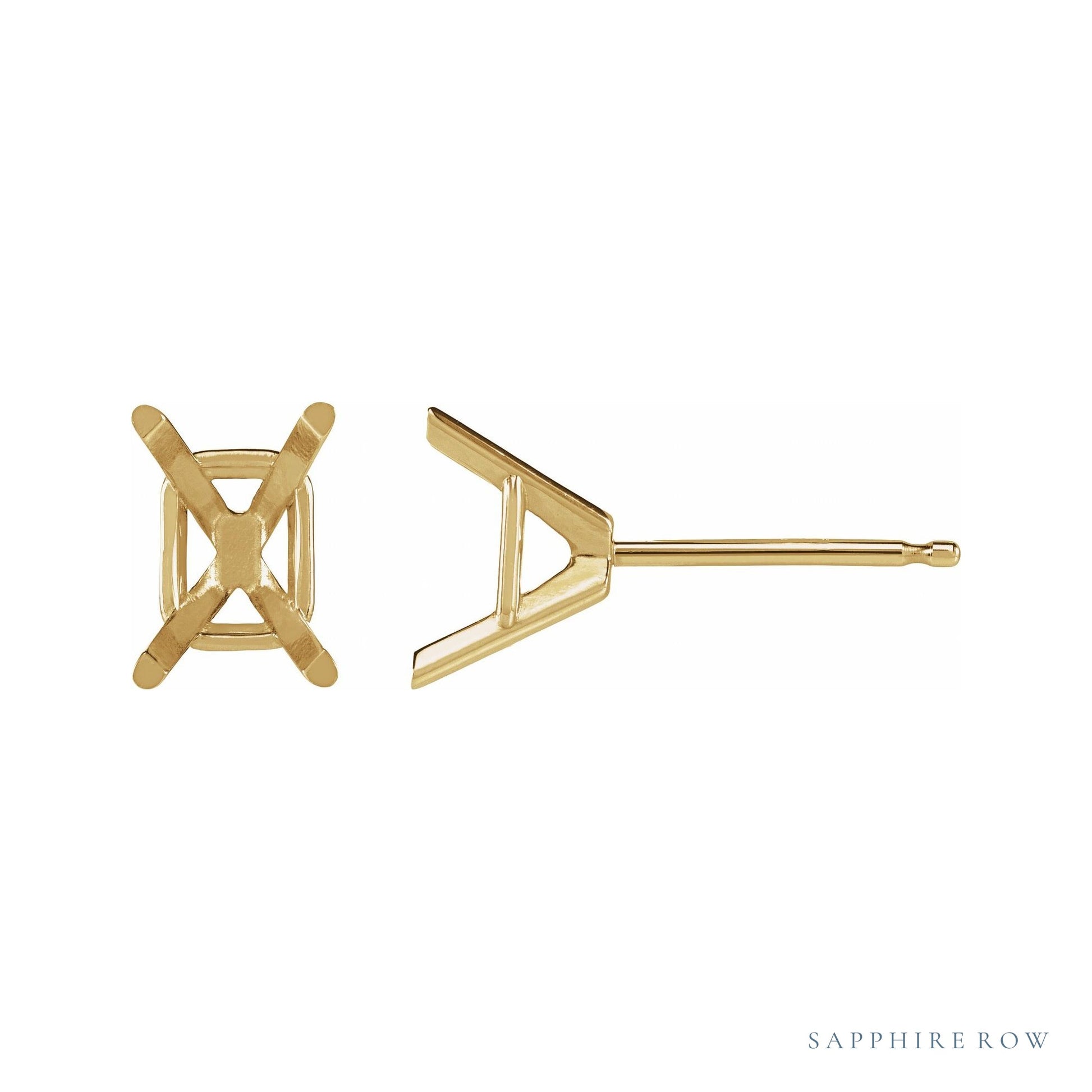 Sapphire Row Emerald 4-Prong Cocktail-Style Stud Earrings setting in 14K Yellow Gold, shown with a center stone (sold separately)