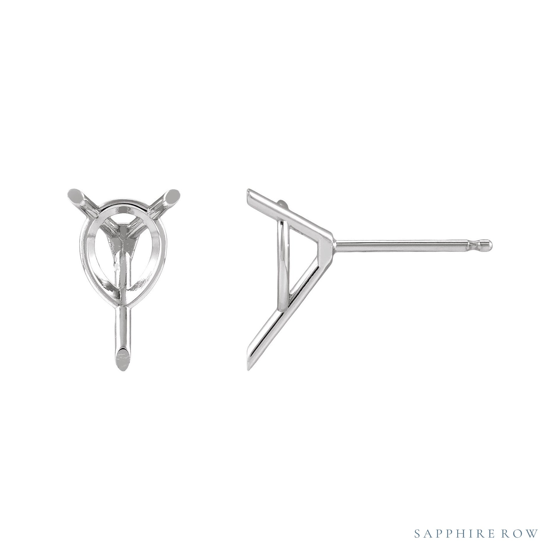 Sapphire Row Pear 3-Prong Cocktail-Style Earrings setting in 14K White Gold, shown with a center stone (sold separately)