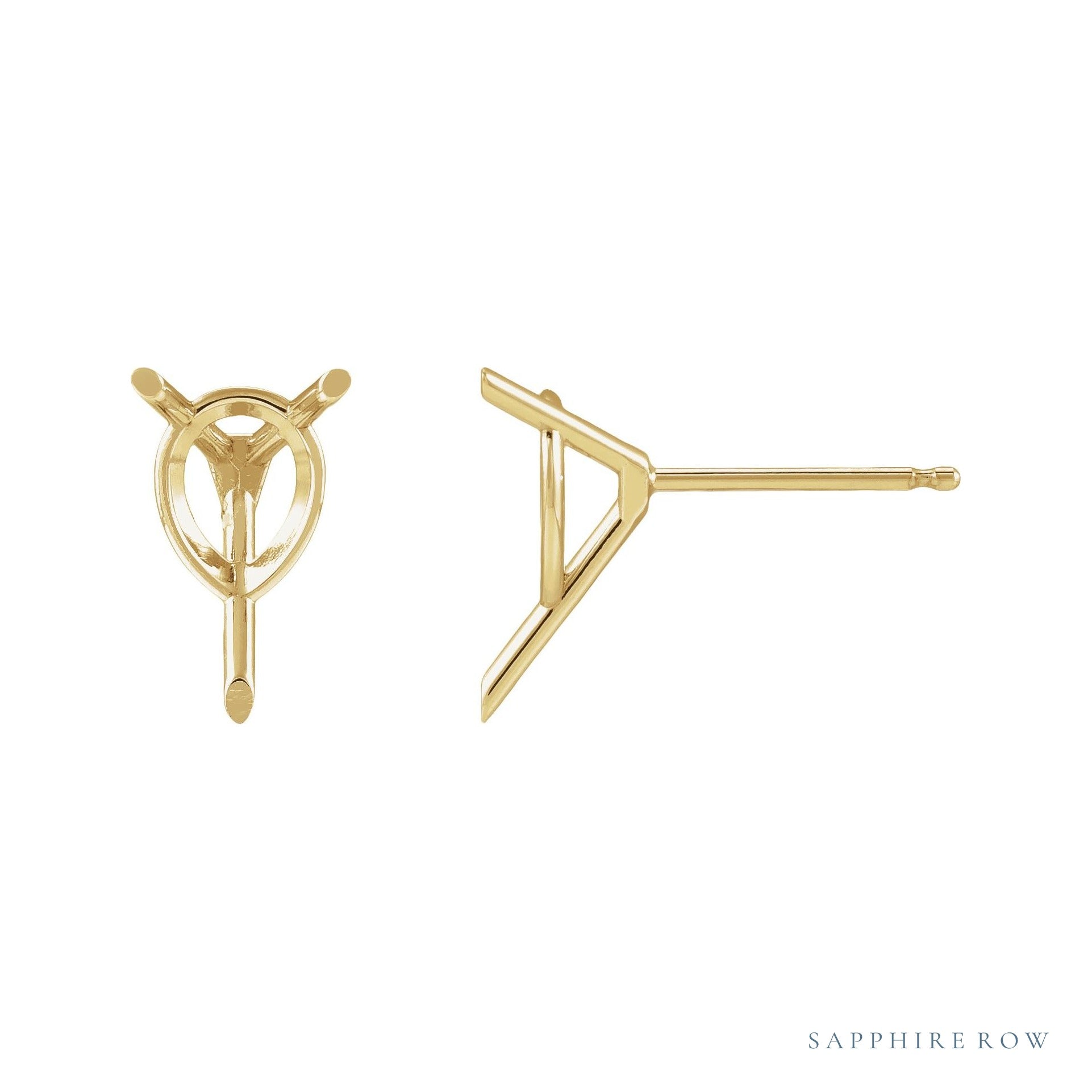 Sapphire Row Pear 3-Prong Cocktail-Style Earrings setting in 14K Yellow Gold, shown with a center stone (sold separately)