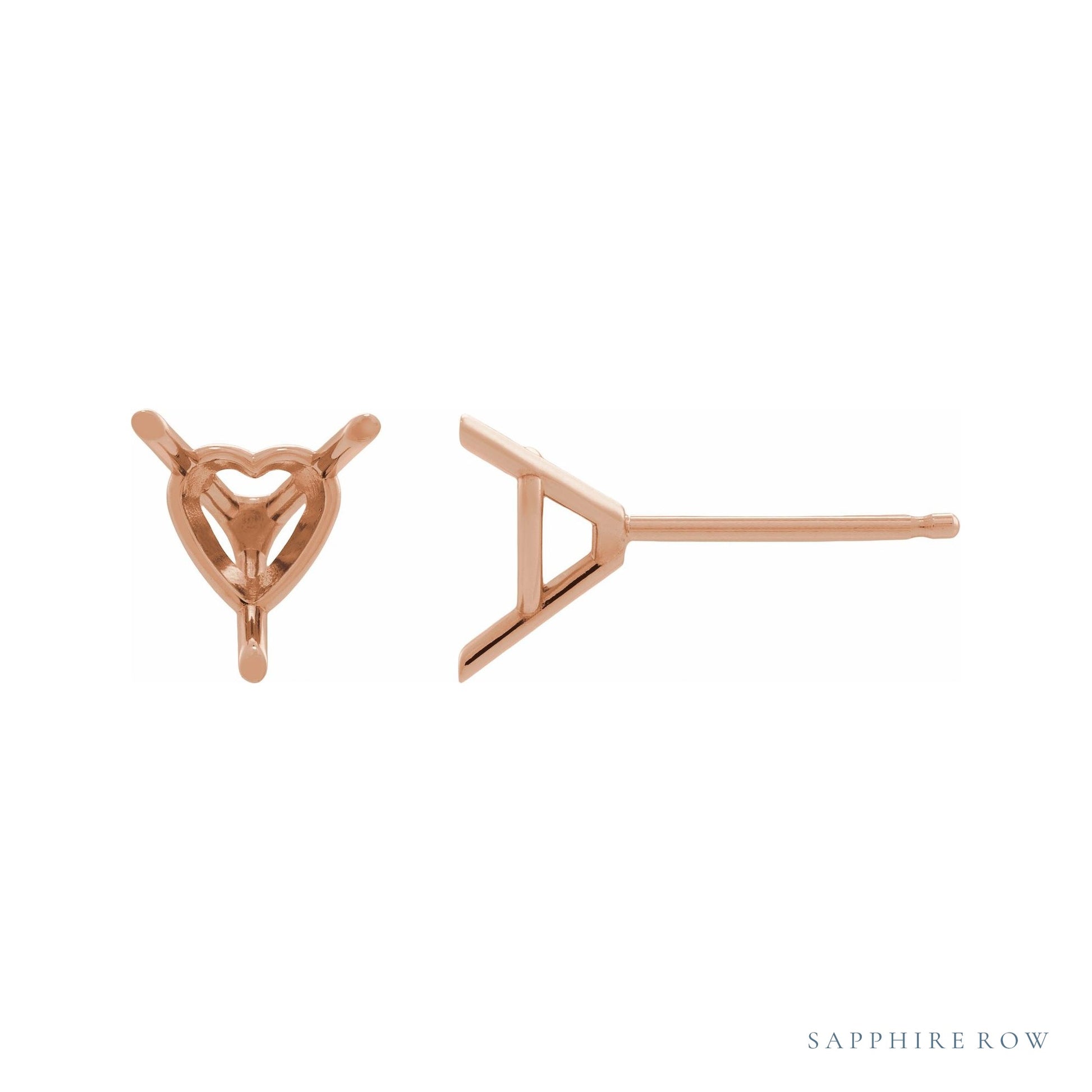 Sapphire Row Heart Cocktail-Style Earrings setting in 14K Rose Gold, shown with a center stone (sold separately)