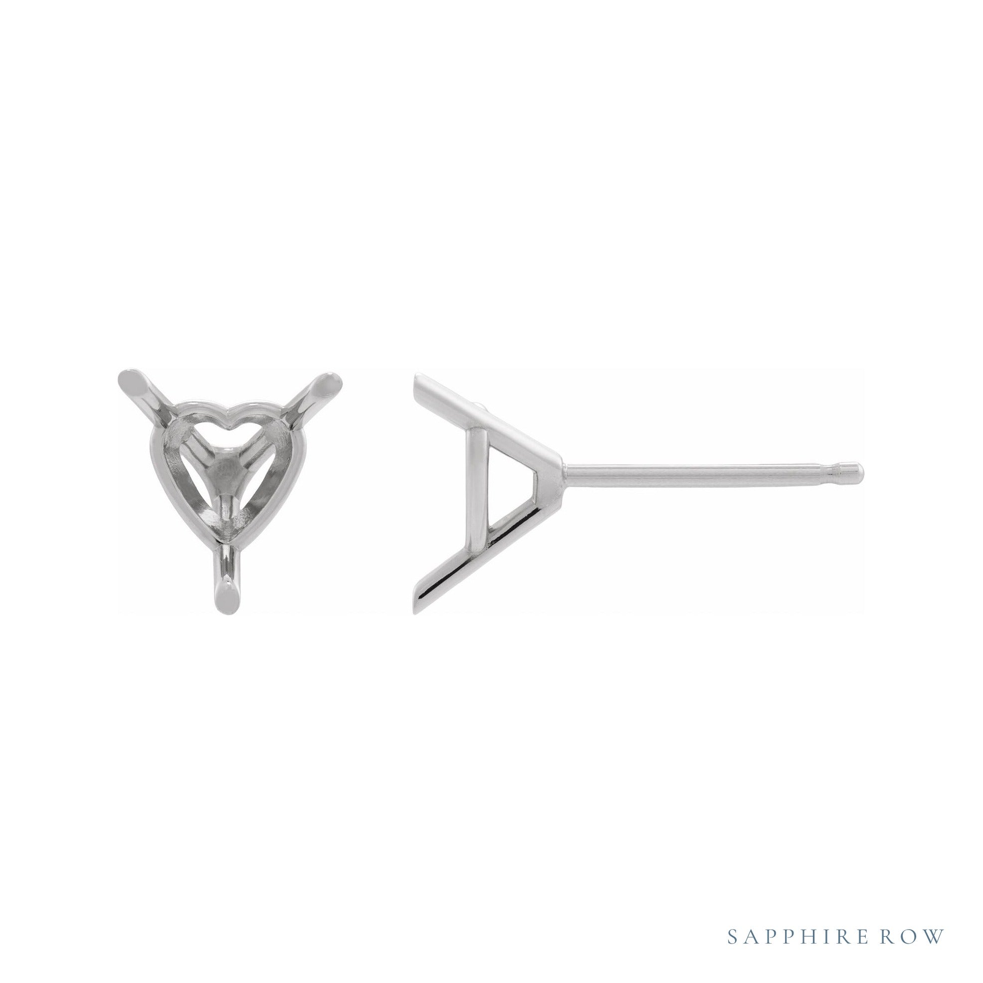 Sapphire Row Heart Cocktail-Style Earrings setting in 14K White Gold, shown with a center stone (sold separately)