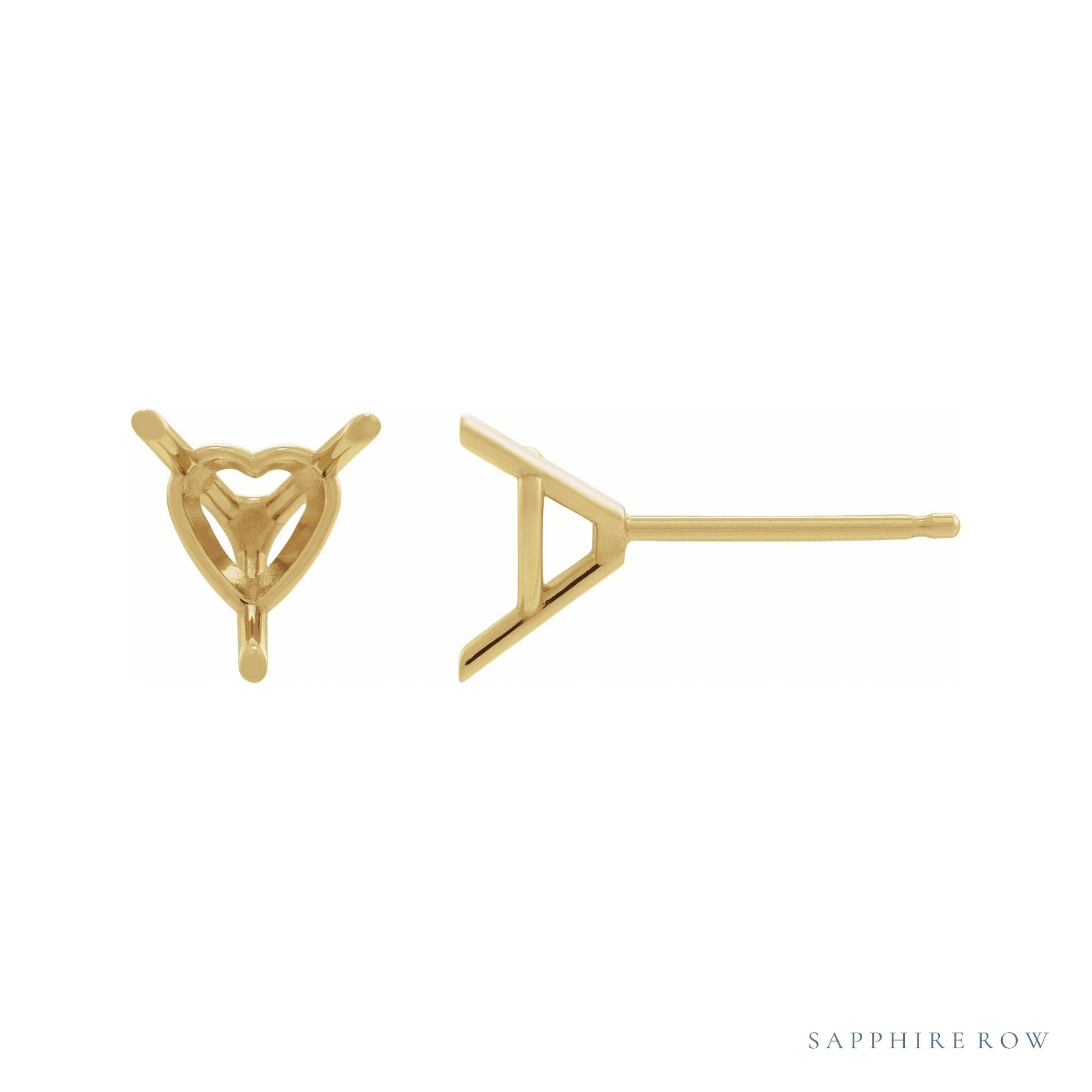 Sapphire Row Heart Cocktail-Style Earrings setting in 14K Yellow Gold, shown with a center stone (sold separately)