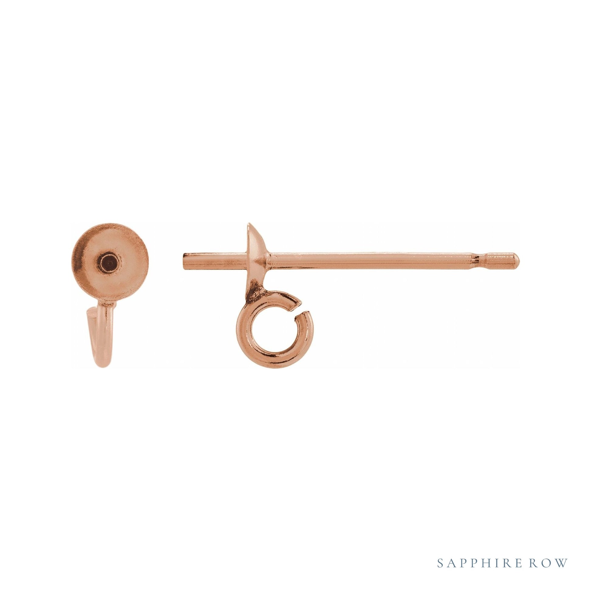 Sapphire Row Pearl Earrings Top setting in 14K Rose Gold, shown without a pearl (pearl sold separately)