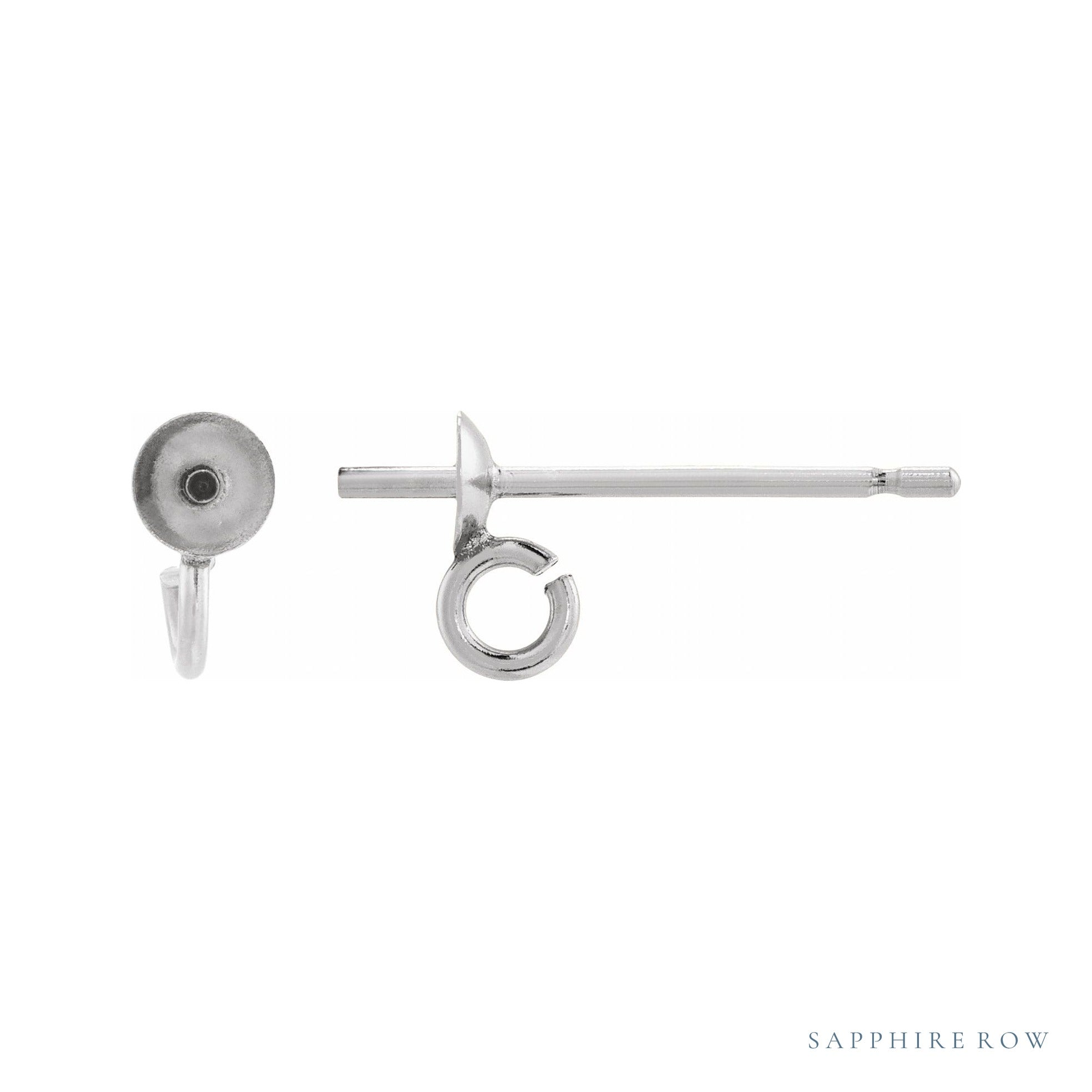 Sapphire Row Pearl Earrings Top setting in 14K White Gold, shown without a pearl (pearl sold separately)