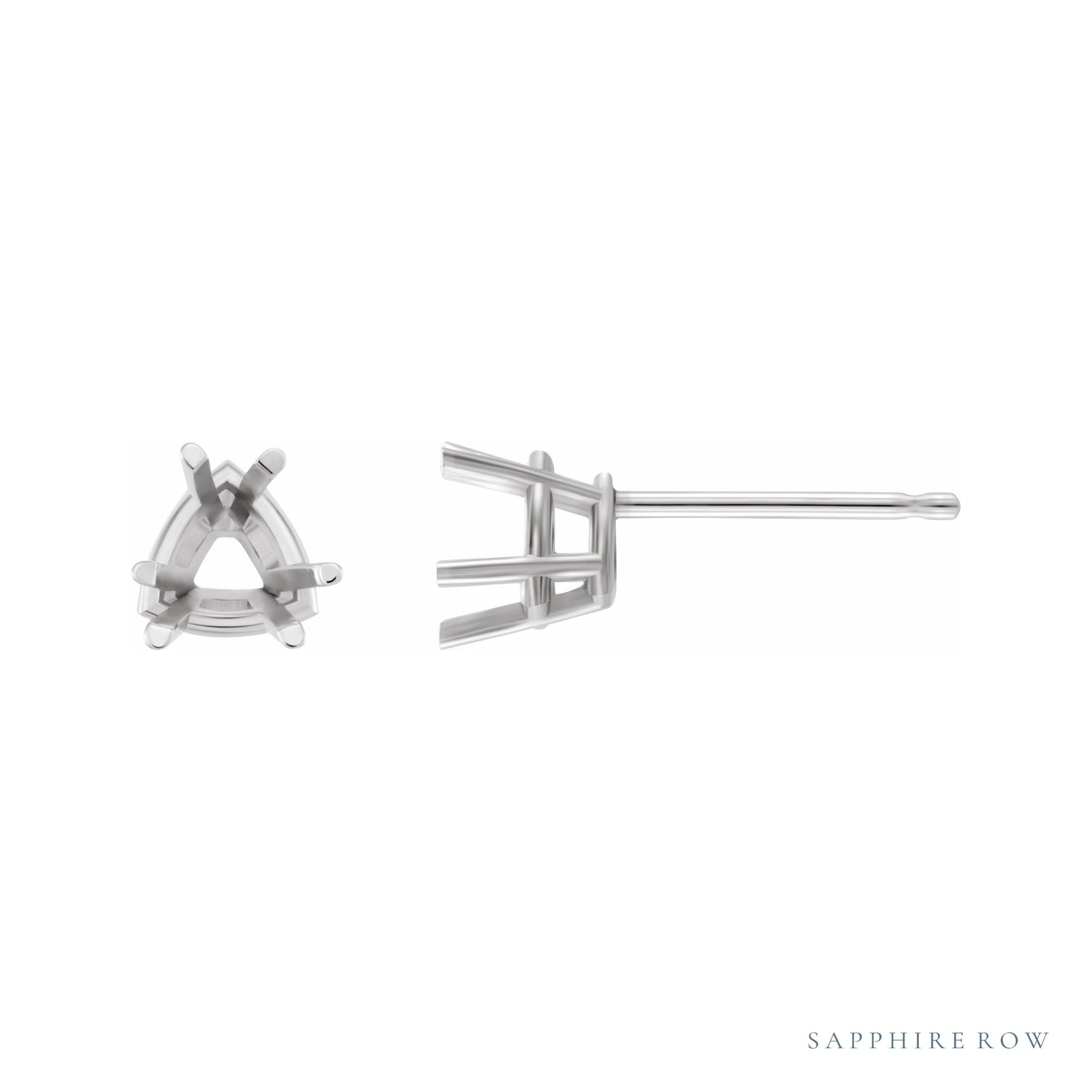 Sapphire Row Trillion 6-Prong Lightweight Stud Earrings setting in Platinum, shown with a center stone (sold separately)