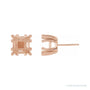 Sapphire Row Square Split 4-Prong Stud Earrings setting in 14K Rose Gold, shown with a center stone (sold separately)