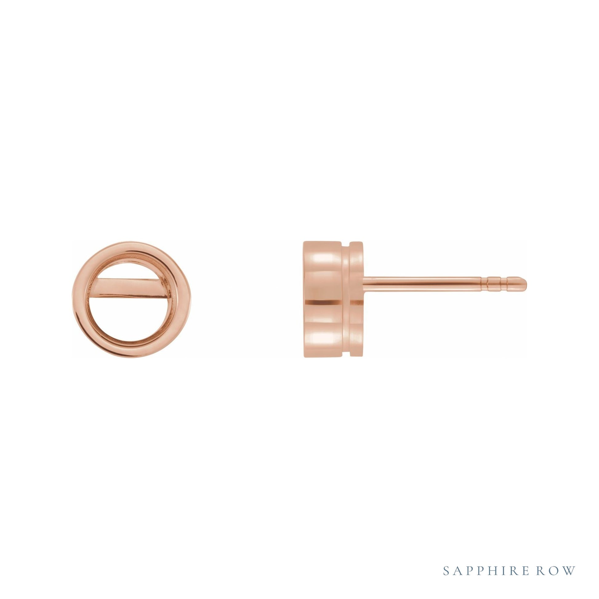 Sapphire Row Round Bezel-Set Stud Earrings setting in 14K Rose Gold, shown with a center stone (sold separately)