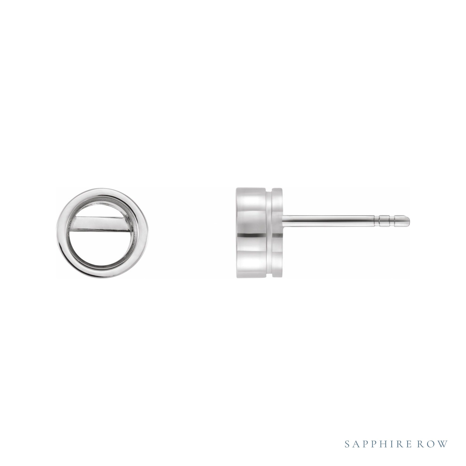 Sapphire Row Round Bezel-Set Stud Earrings setting in 14K White Gold, shown with a center stone (sold separately)