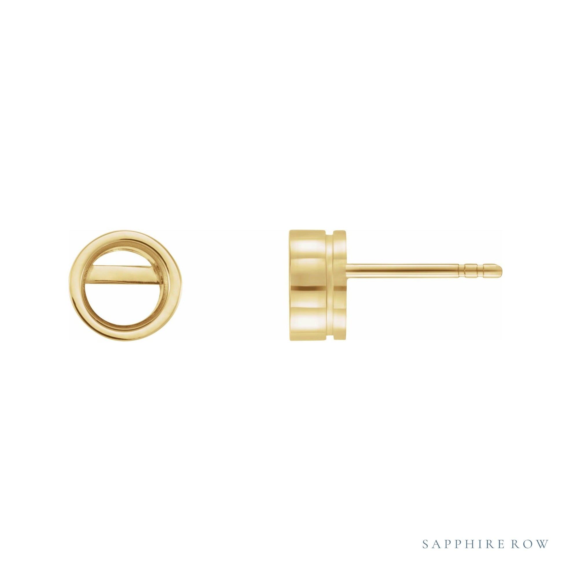 Sapphire Row Round Bezel-Set Stud Earrings setting in 14K Yellow Gold, shown with a center stone (sold separately)