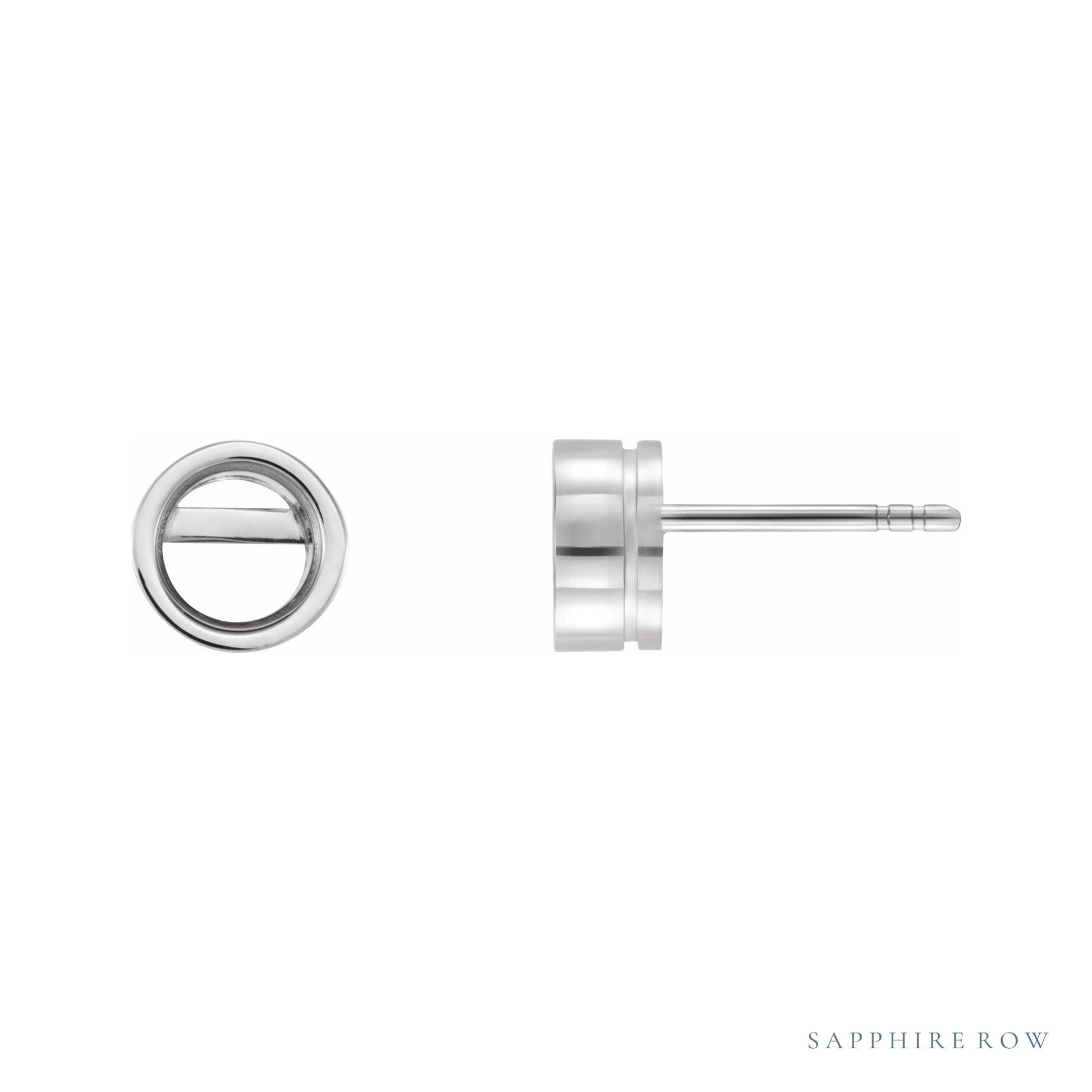 Sapphire Row Round Bezel-Set Stud Earrings setting in Platinum, shown with a center stone (sold separately)