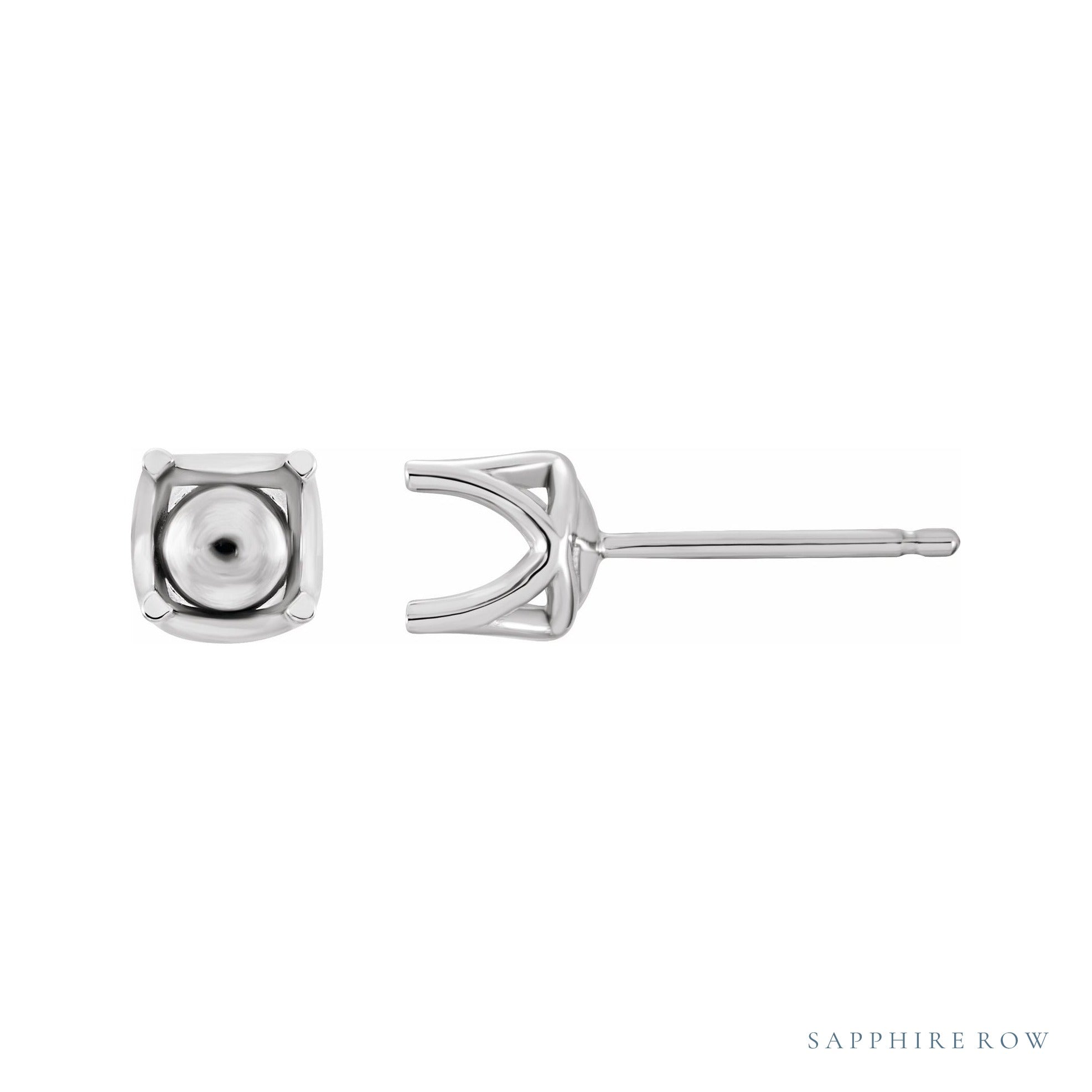 Sapphire Row Round 4-Prong Woven Stud Earrings setting in 14K White Gold, shown with a center stone (sold separately)