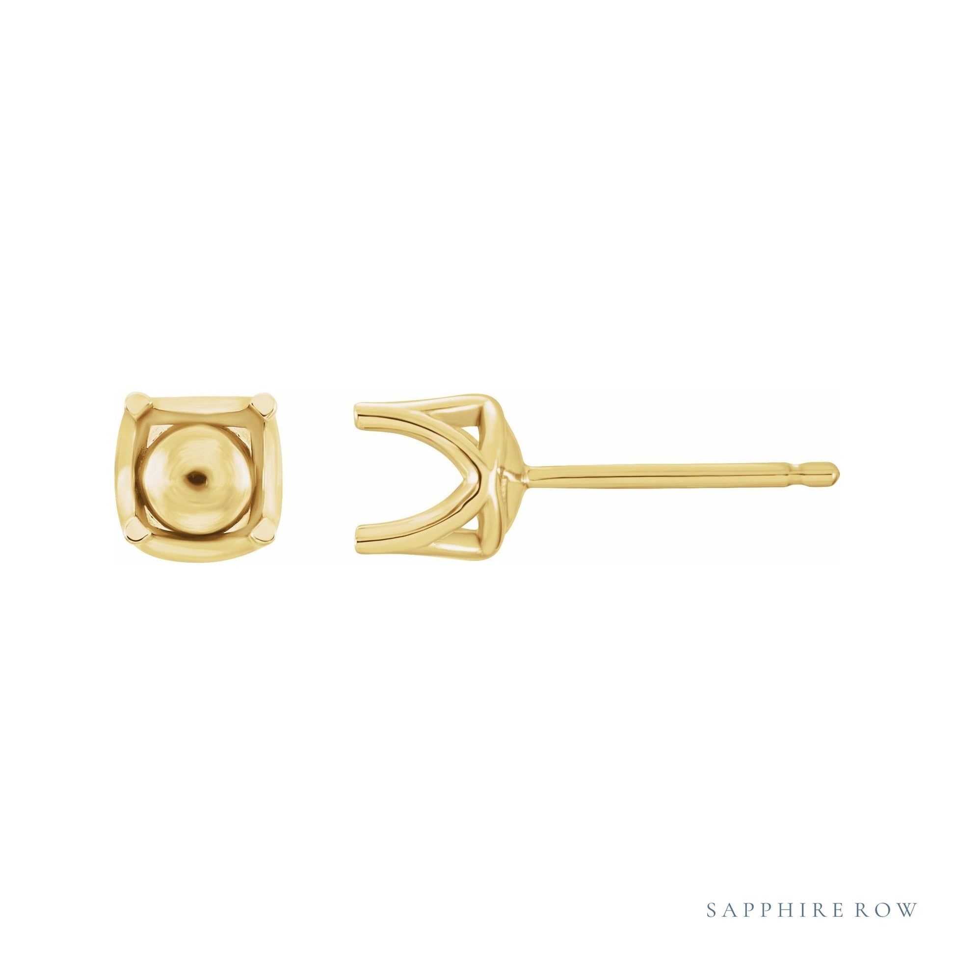 Sapphire Row Round 4-Prong Woven Stud Earrings setting in 14K Yellow Gold, shown with a center stone (sold separately)