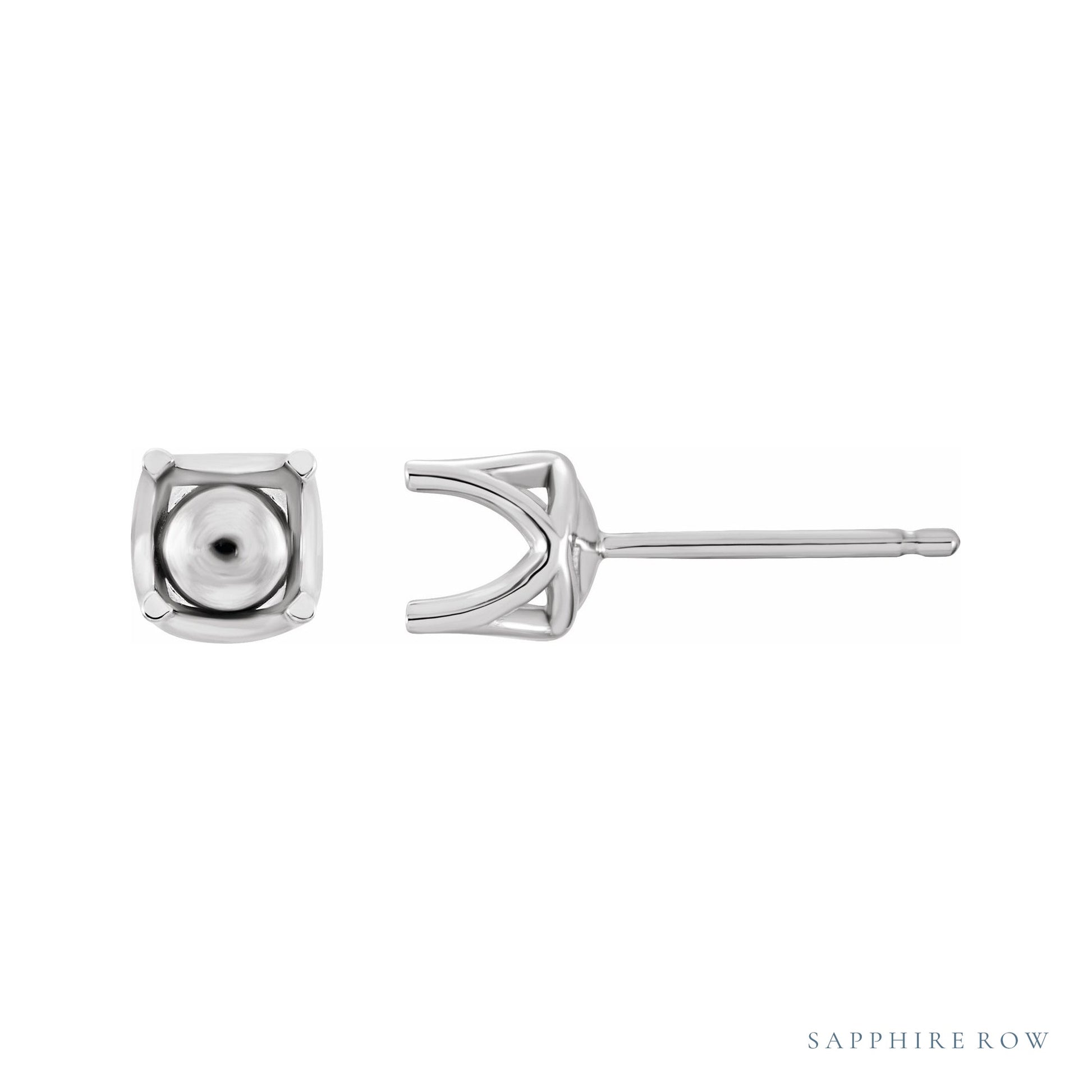 Sapphire Row Round 4-Prong Woven Stud Earrings setting in Platinum, shown with a center stone (sold separately)