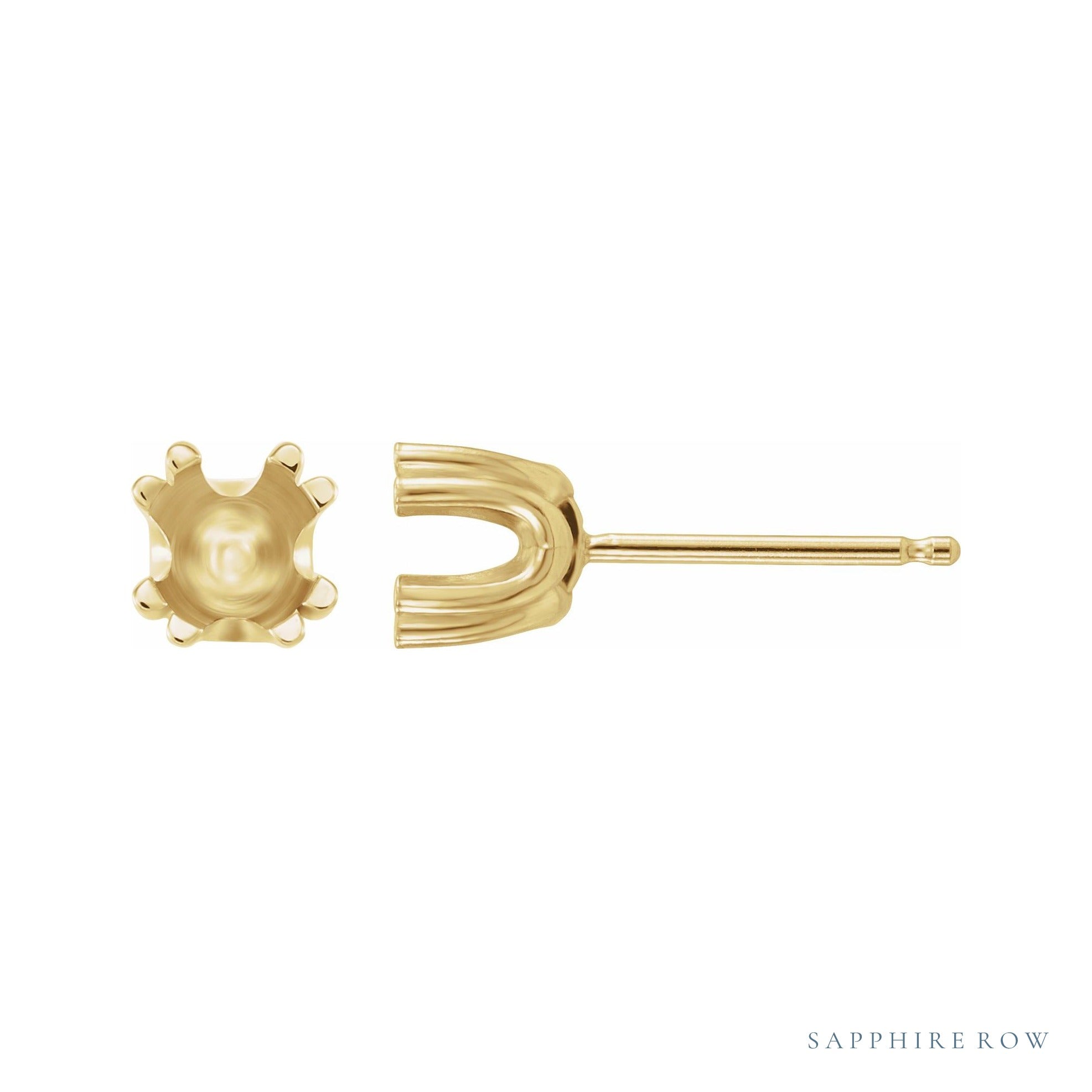 Sapphire Row Round U-Prong Stud Earrings setting in 14K Yellow Gold, shown with a center stone (sold separately)